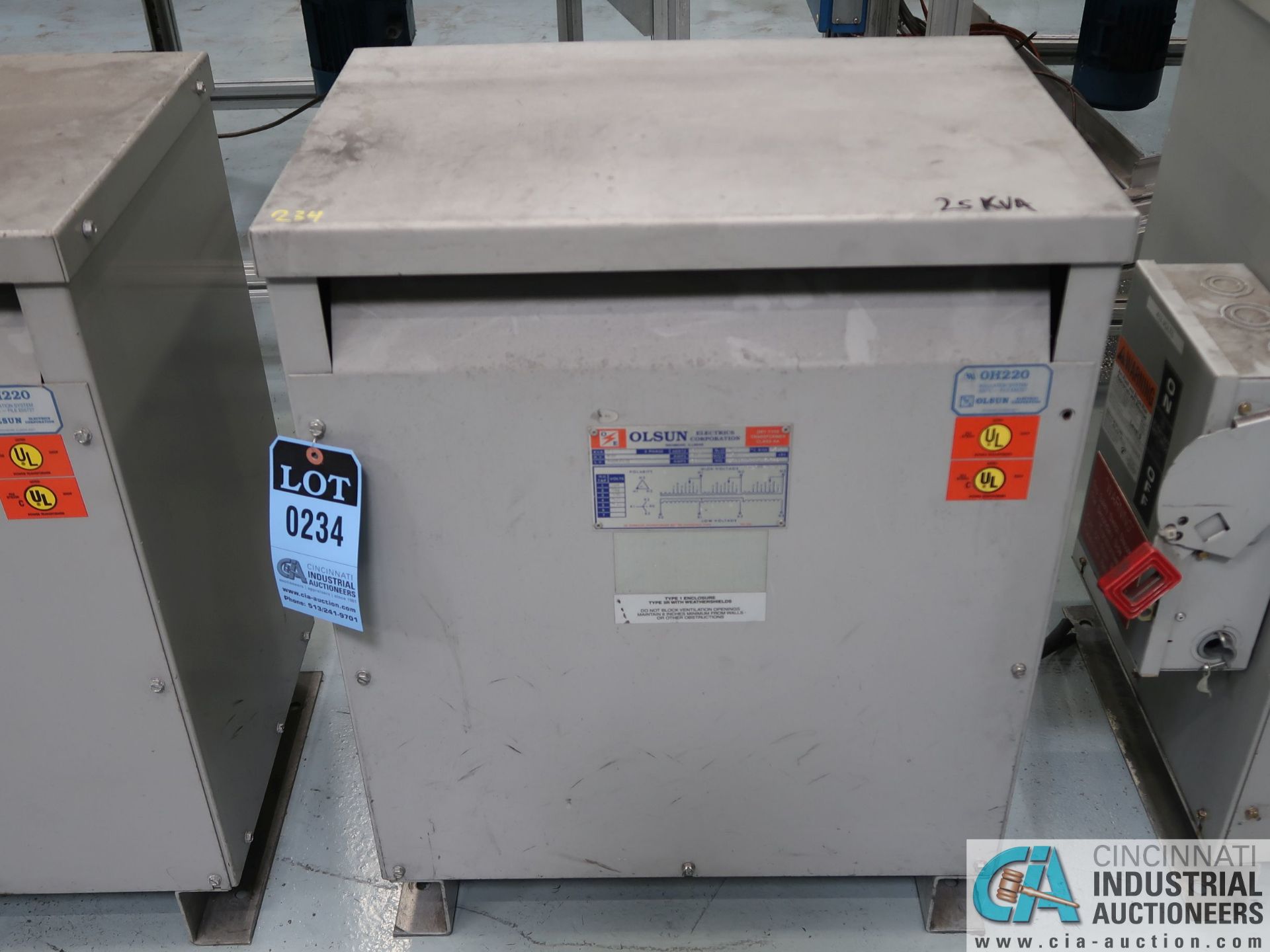 25 KVA OLSUN DRY TYPE TRANSFORMER *$25.00 RIGGING FEE DUE TO INDUSTRIAL SERVICES AND SALES*