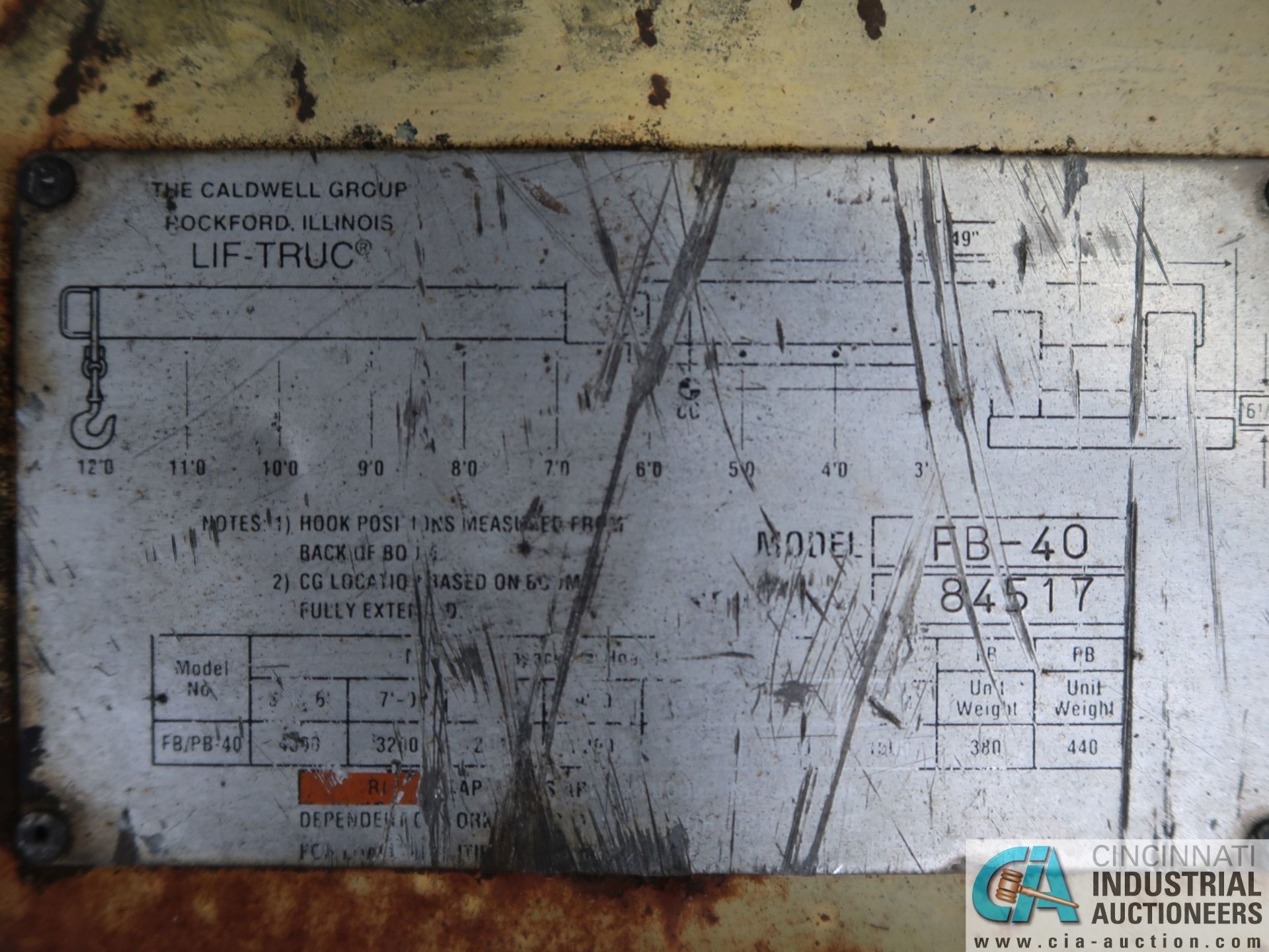 CALDWELL MODEL RB-40 LIF-TRUC BOOM ATTACHMENT *$25.00 RIGGING FEE DUE TO INDUSTRIAL SERVICES - Image 3 of 3