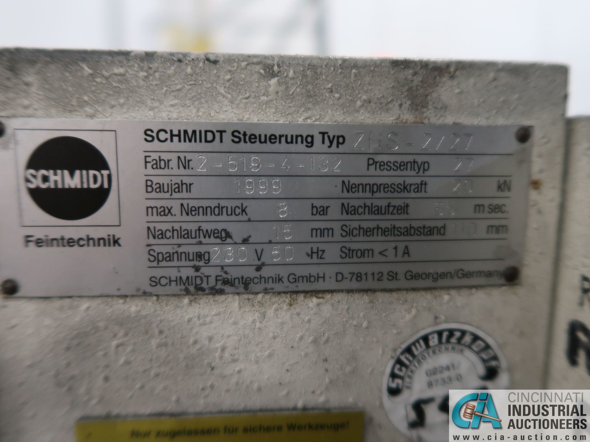 SCHMIDT MACH. NO. 27-084-99 PORTABLE CUSTOM BUILT PNEUMATIC PRESS *$25.00 RIGGING FEE DUE TO - Image 4 of 4