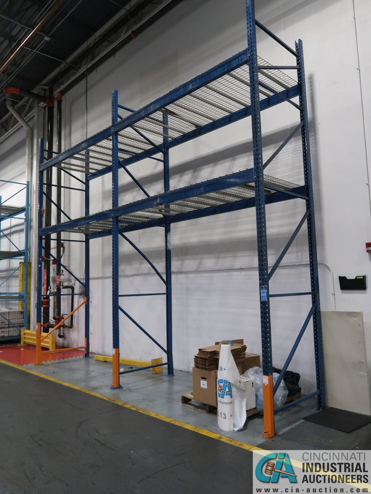 SECTIONS 48" X 108" X 16' HIGH TEAR DROP ADJUSTABLE BEAM PALLET RACK WITH WIRE DECKING, (4)