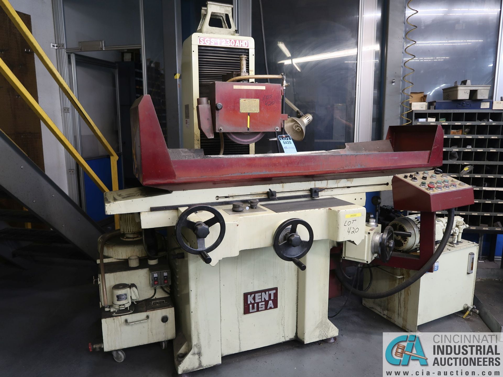 12" X 30" KENT MODEL SGS1250AHD HYDRAULIC SURFACE GRINDER; S/N 9110, WITH 12" X 28" KANETSU MAGNETIC