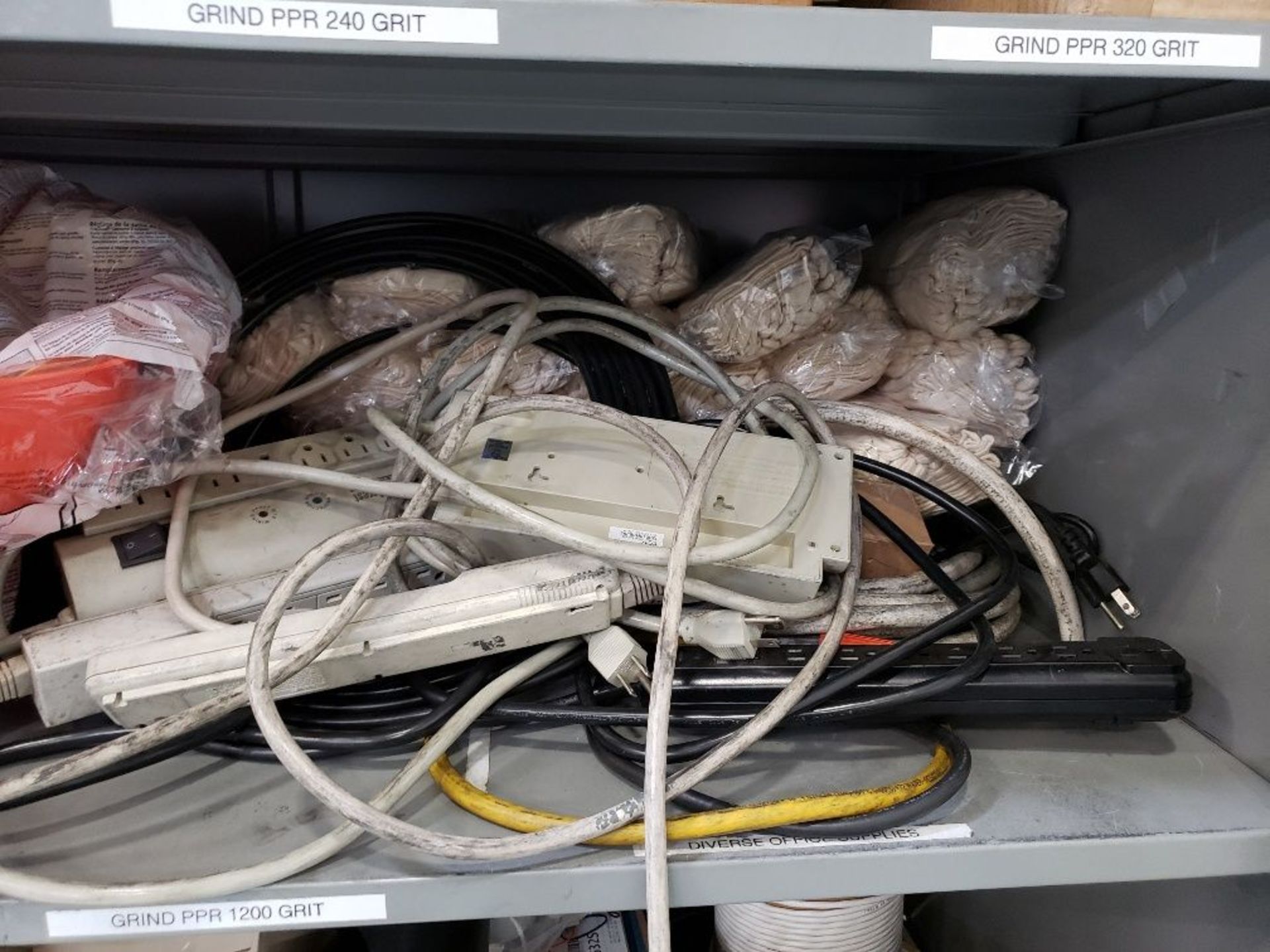 (LOT) ELECTRICAL WIRE & SAFETY GEAR WITH TWO-DOOR STORAGE CABINET *$25.00 RIGGING FEE - Image 8 of 12