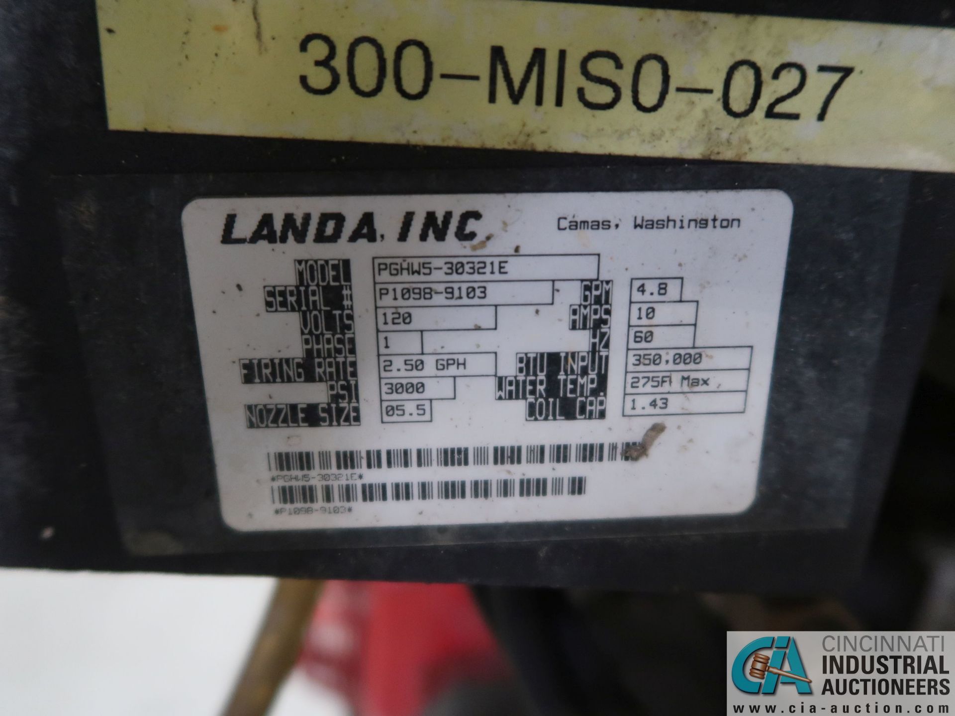 18 HP LANDA MODEL PGHW5-3000 GAS/ DIESEL POWERED HEAVY DUTY PORTABLE PRESSURE WASHER; S/N P1098- - Image 6 of 6