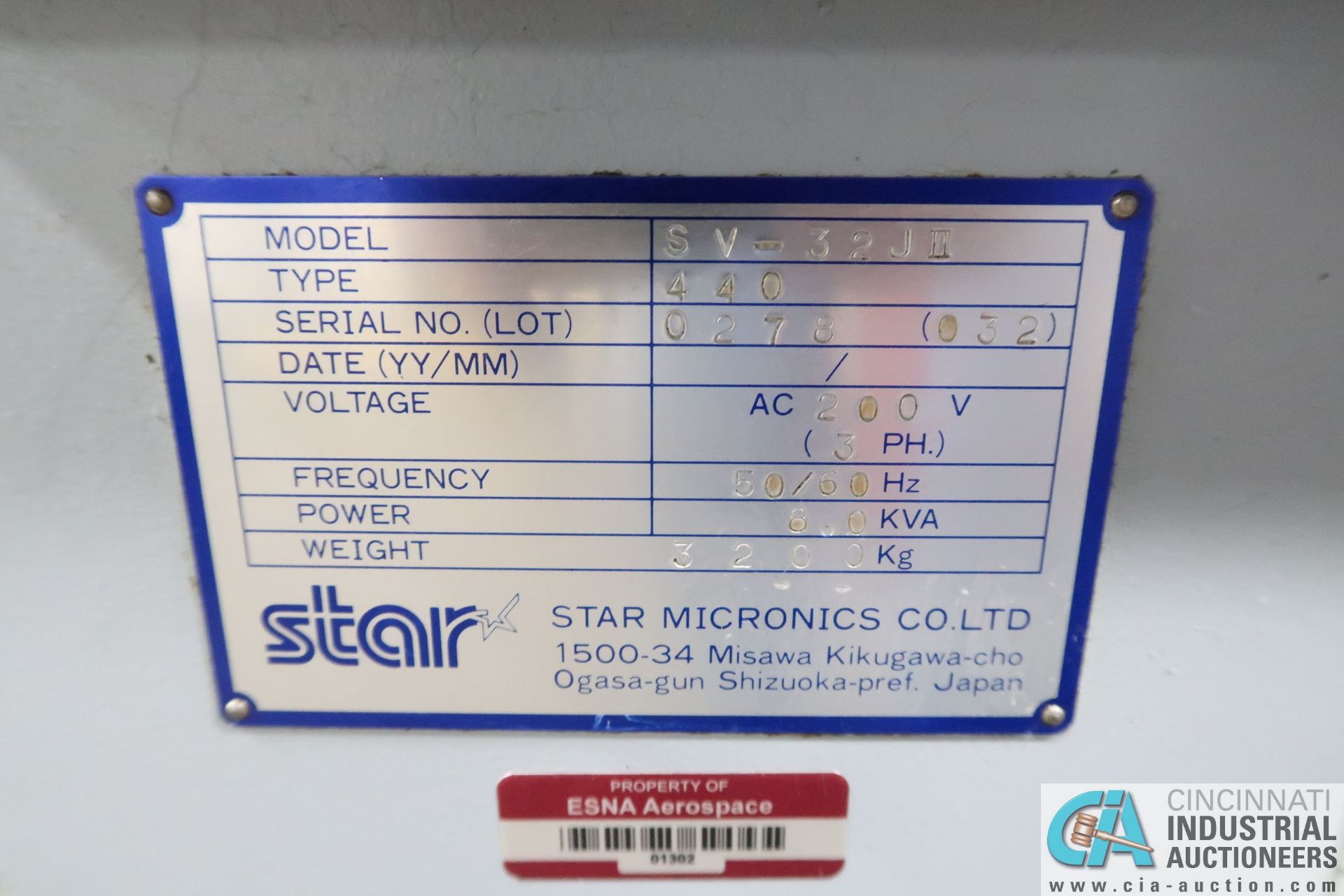 STAR MODEL SV-32JII SWISS TYPE CNC LATHE; S/N 0278 (32), FANUC SERIES 18I-T CNC CONTROL, MAX MACHINE - Image 10 of 10