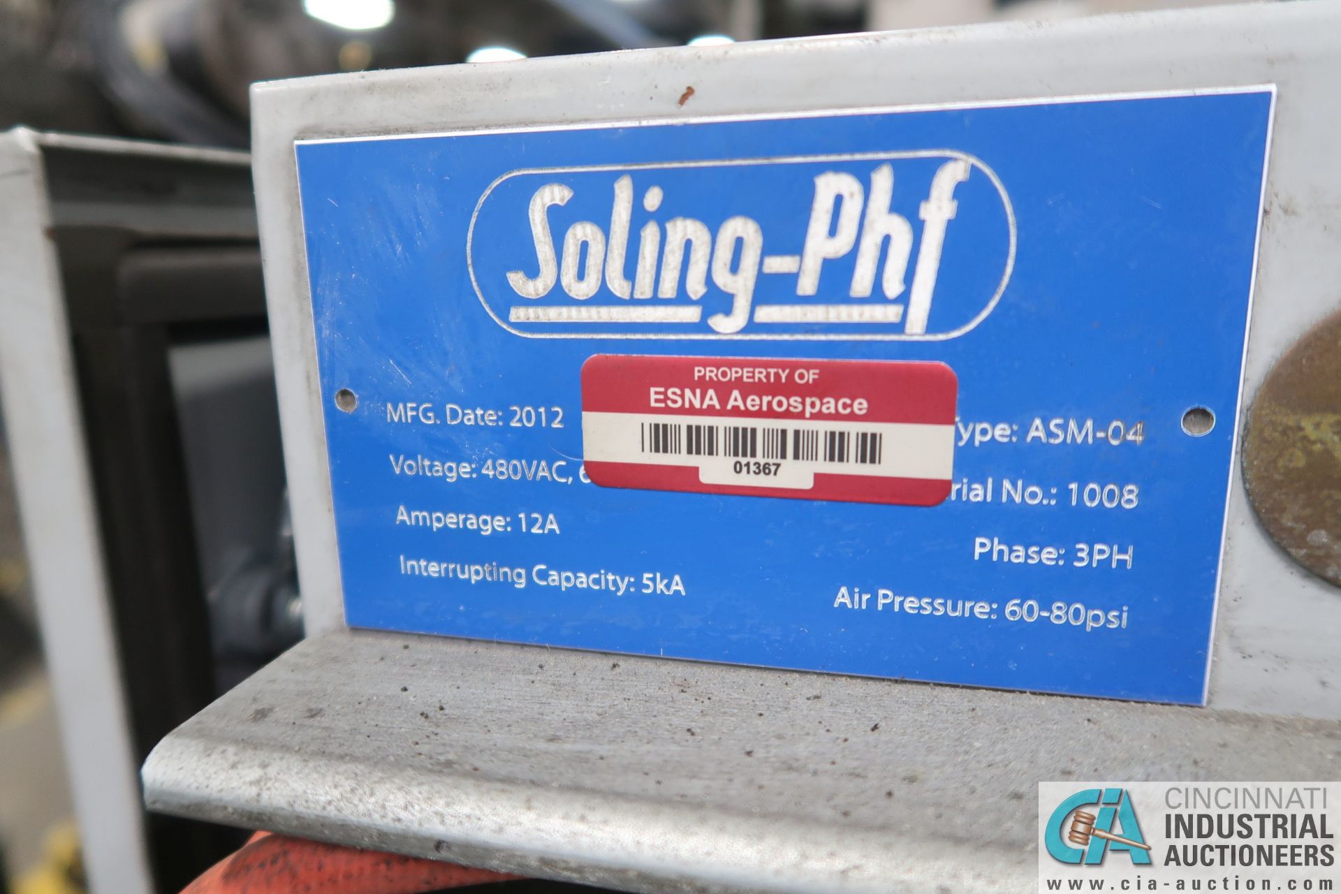 SOLING PHF IMPACT MODEL ASM-04 ABRASIVE CUTOFF; S/N 1008, 1/4" - 1-1/4" BAR DIA., 12" DIA. ABRASIVE - Image 4 of 8