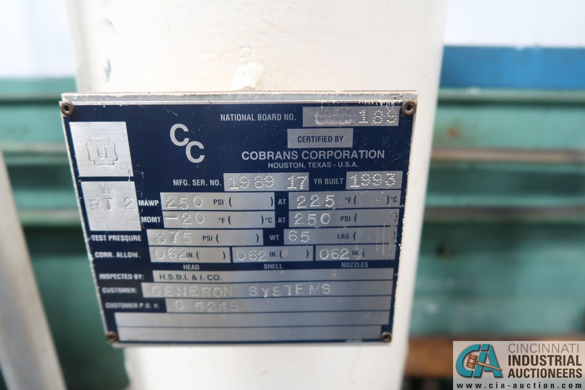 GENERON NITROGEN-COBRANS GAS GENERATOR; S/N 1989-17, NATURAL BOARD NO. 189, TELEDYNE OXYGEN - Image 2 of 3