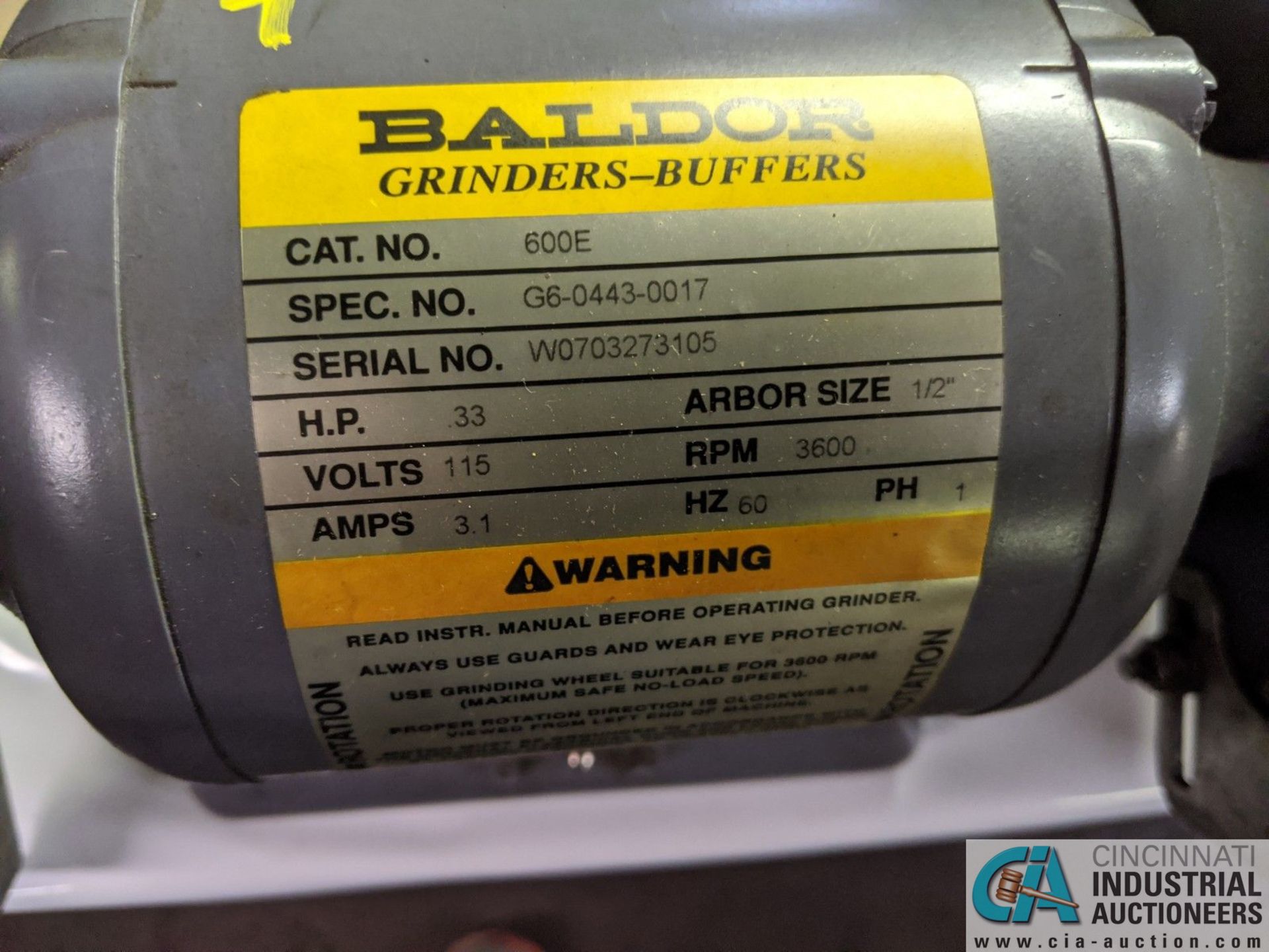 BALDOR DE BENCH GRINDER - Image 2 of 3