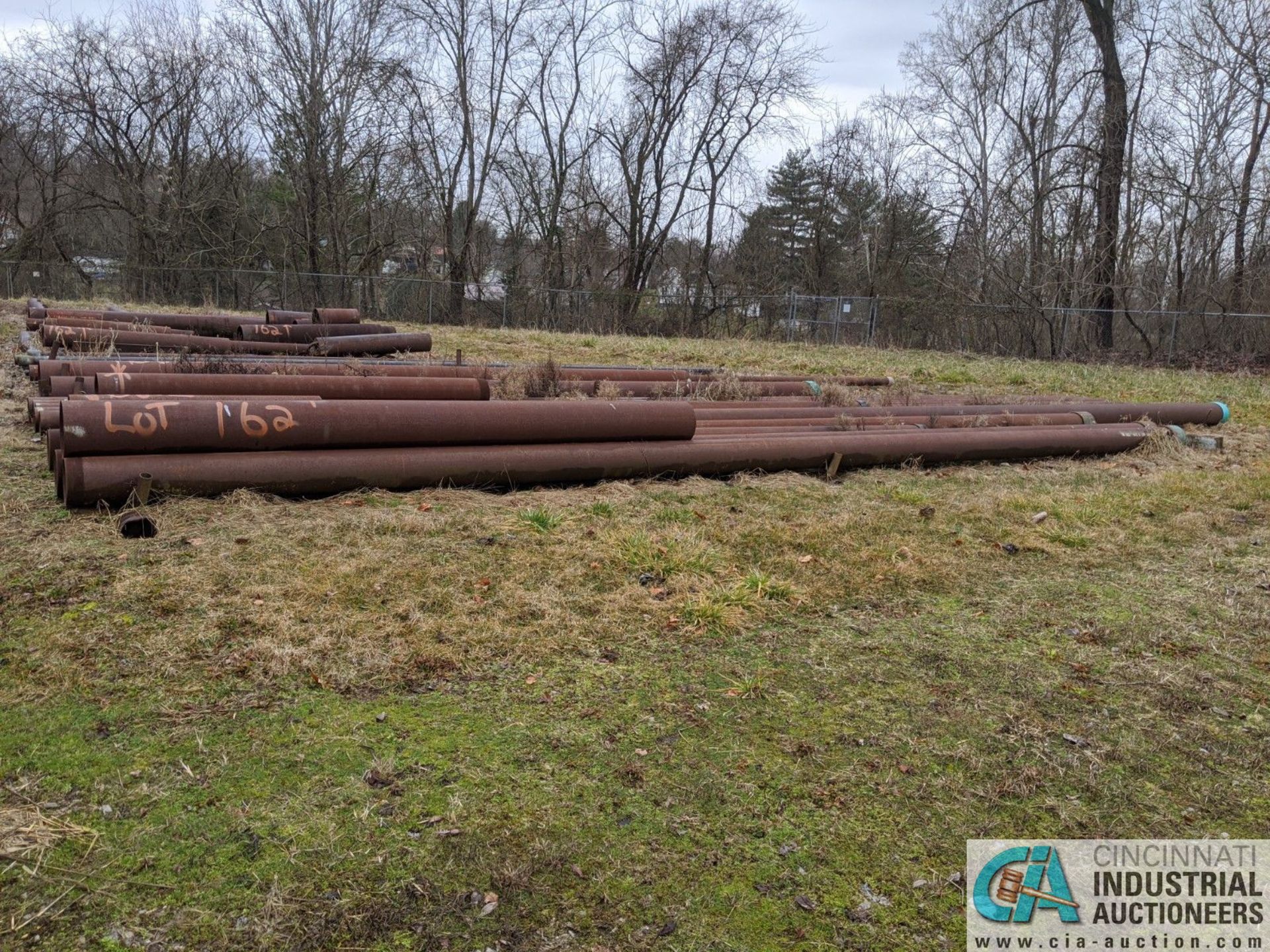 (LOT) LARGE QUANTITY OF STEEL PIPE OUT IN YARD - ONLY THAT MARKED WITH ORANGE PAINT, INCLUDES PIPE