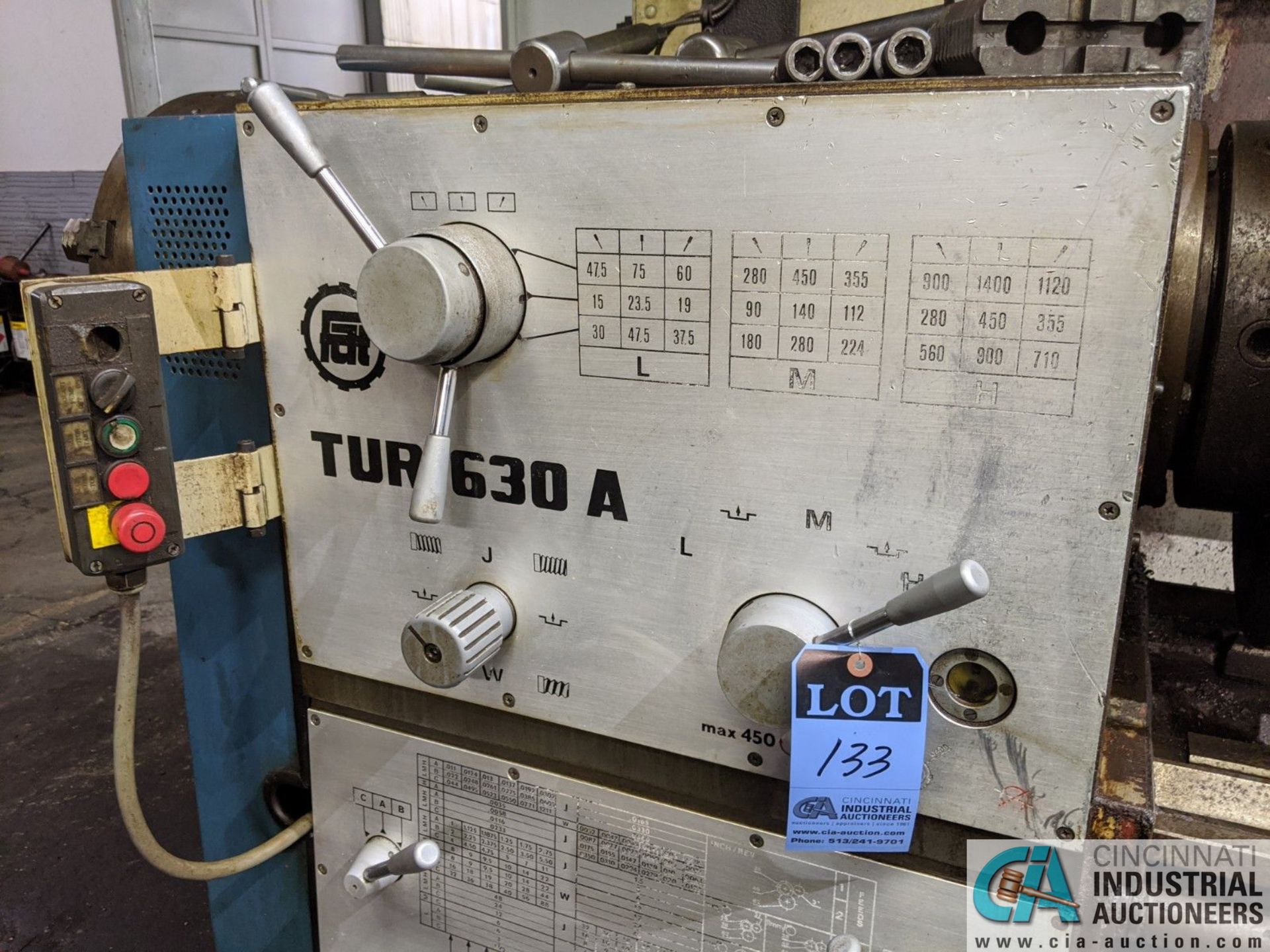 25" X 84" TOOLMEX MODEL TUR630A DOUBLE CHUCK LATHE; S/N 010028, 5-1/4" SPINDLE HOLE, WITH 16" END - Image 6 of 16