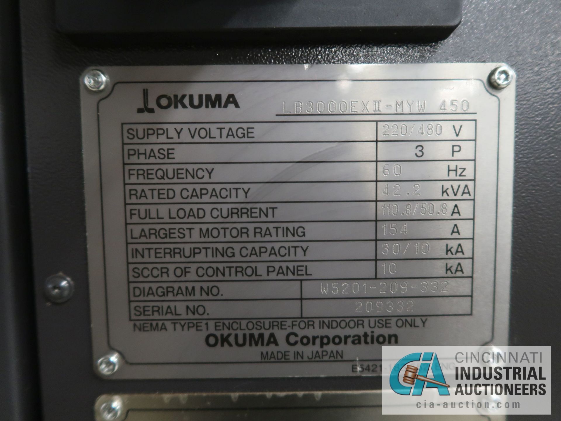 OKUMA MODEL LB3000EX II-MYW 450 MULTI-AXIS CNC TURNING CENTER W/ MILLING & Y-AXIS; S/N 209332, OKUMA - Image 9 of 11