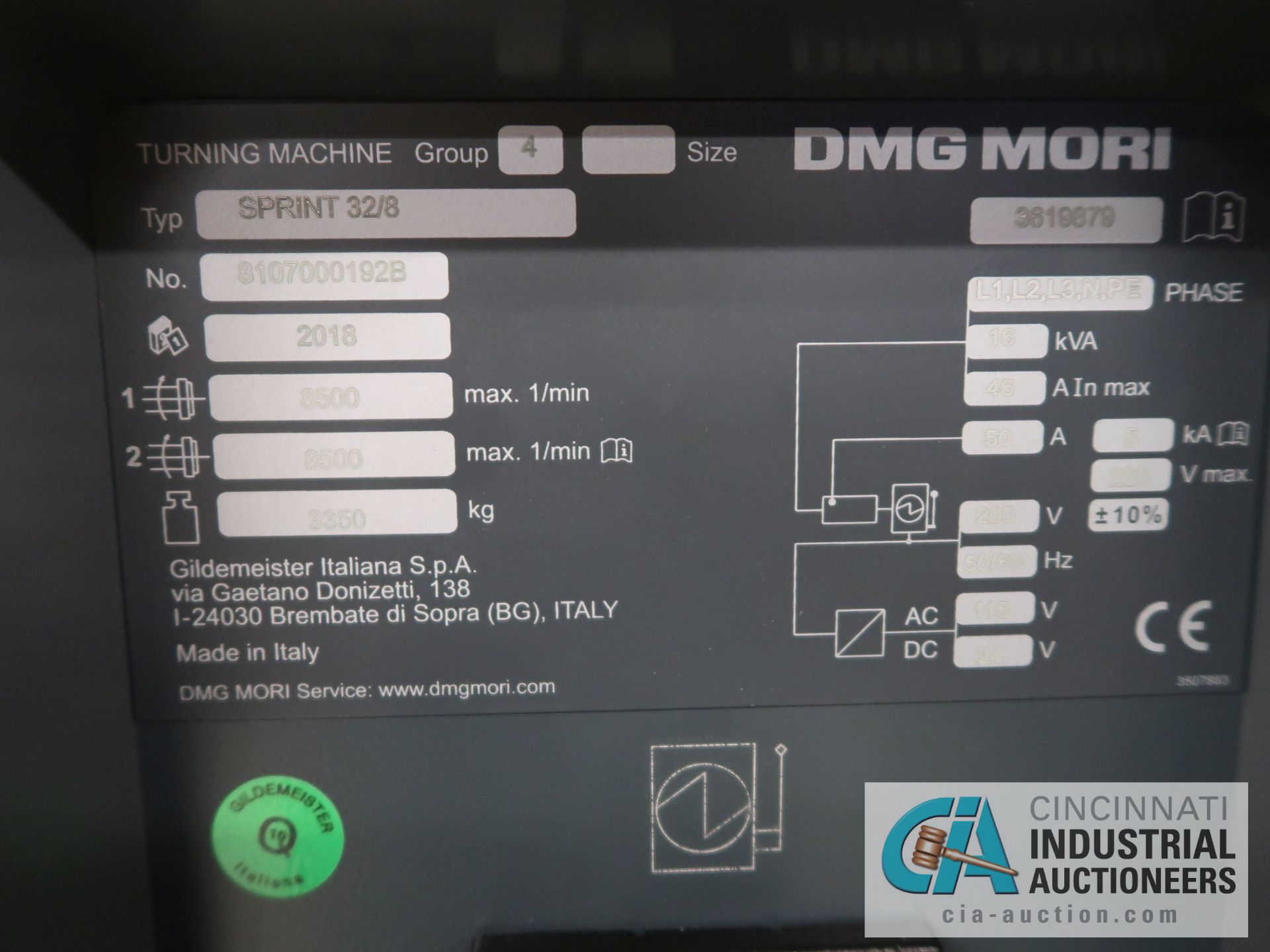 DMG MORI MODEL SPRINT 32/8 SWISS CNC TURNING CENTER; S/N 8107000192B, FANUC 32i-MODEL B CONTROL, 2- - Image 5 of 15