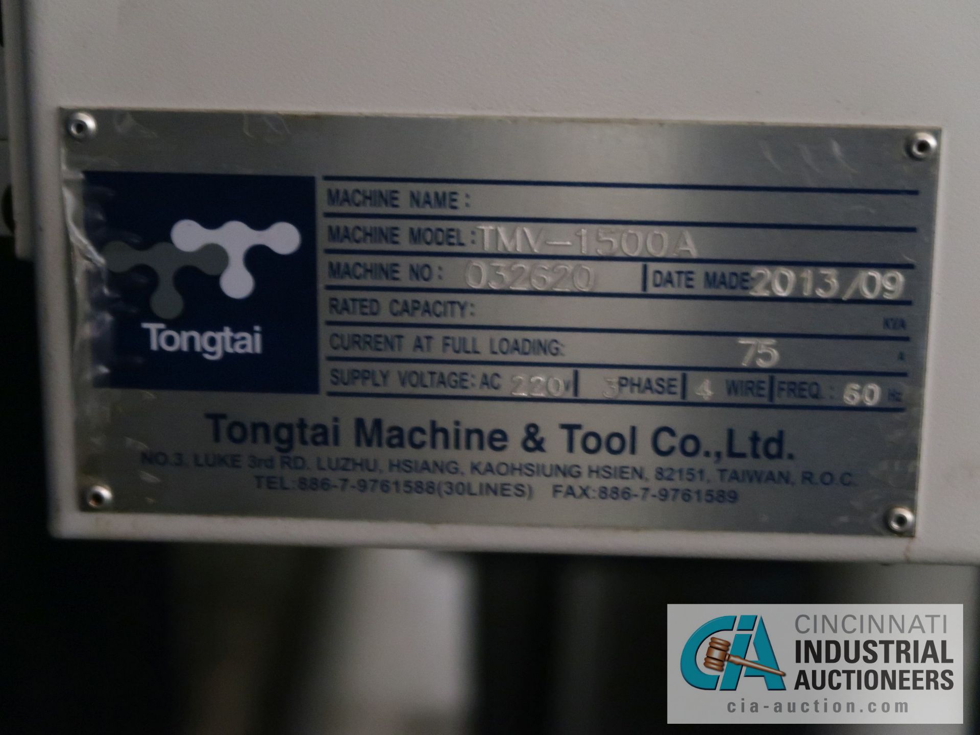 TONGTAI MODEL TMV-1500A HEAVY DUTY CNC VERTICAL MACHINING CENTER; S/N 032620, FANUC OI-MD CONTROL, - Image 16 of 19