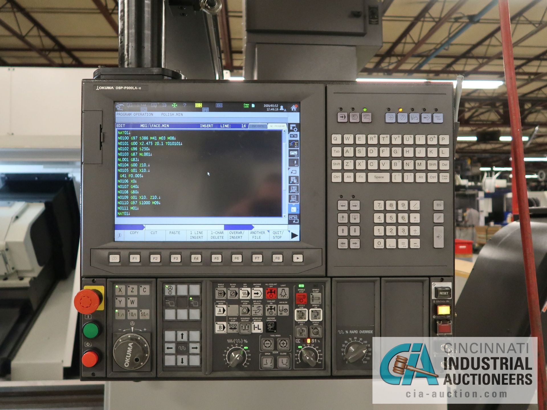 OKUMA MODEL GENOS L3000-E TWO-AXIS CNC TURNING CENTER; S/N L3E0014, OKUMA OSP-P300LAE CONTROL, 10" - Image 4 of 13