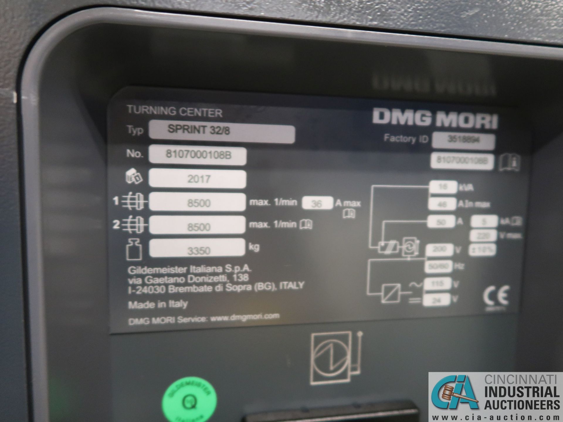 DMG MORI MODEL SPRINT 32/8 SWISS CNC TURNING CENTER; S/N 8107000108B, FANUC 32i-MODEL B CONTROL, 2- - Image 18 of 18