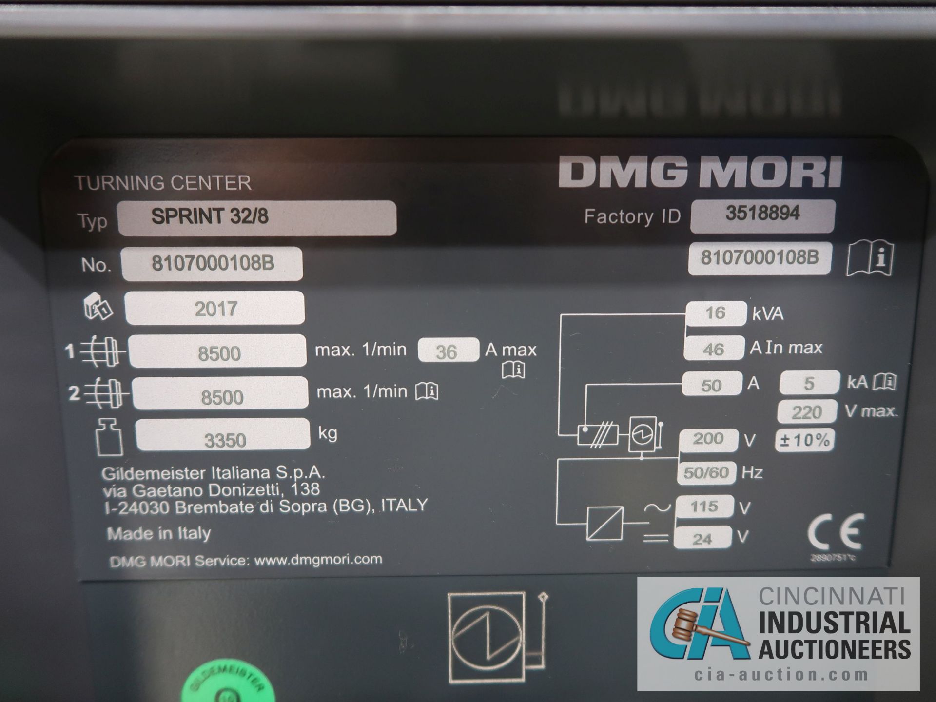 DMG MORI MODEL SPRINT 32/8 SWISS CNC TURNING CENTER; S/N 8107000108B, FANUC 32i-MODEL B CONTROL, 2- - Image 6 of 18