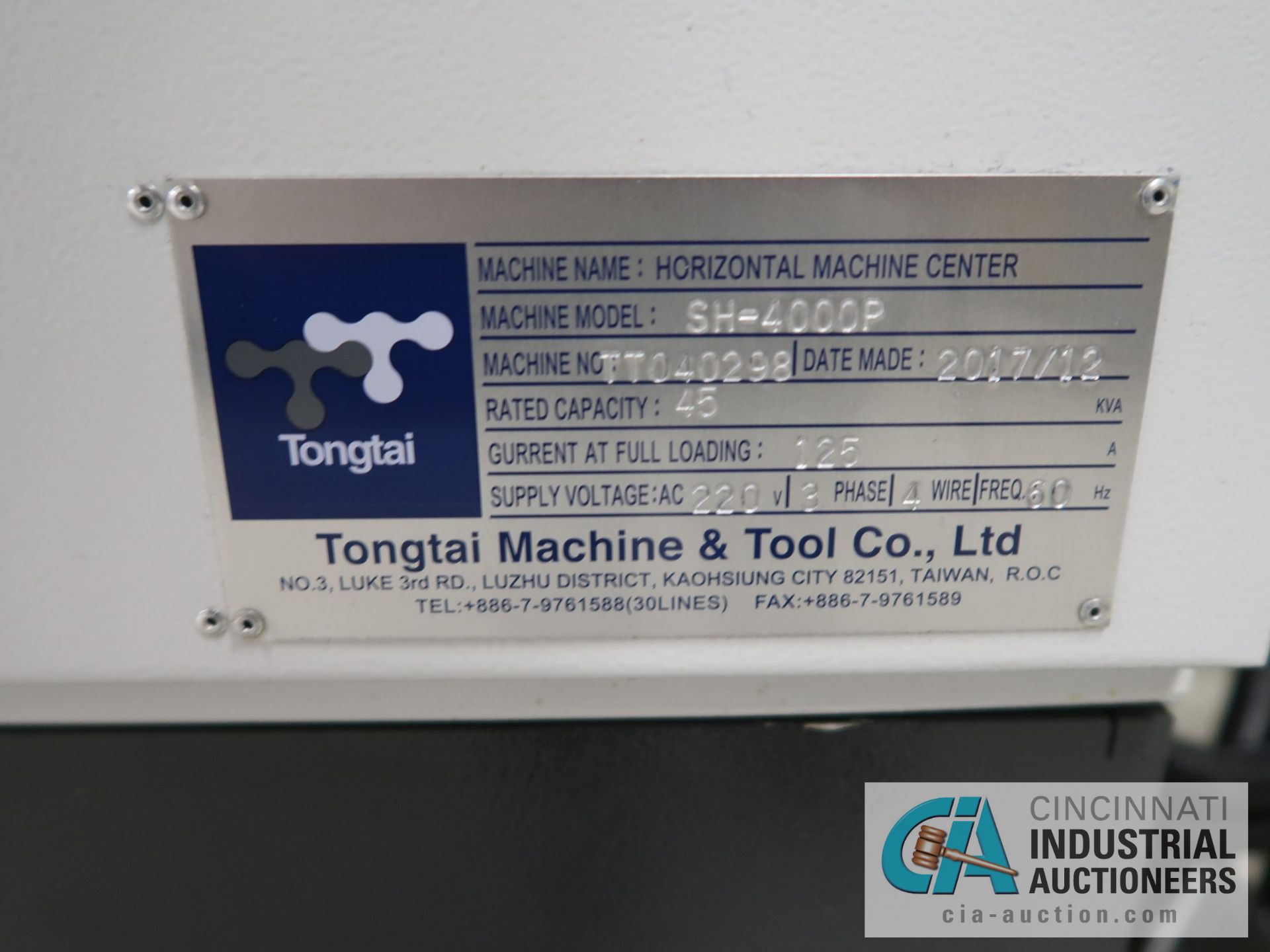 TONGTAI MODEL SH-4000P CNC HORIZONTAL MACHINING CENTER W/ FULL 4TH AXIS; S/N TT040298 - Image 15 of 16