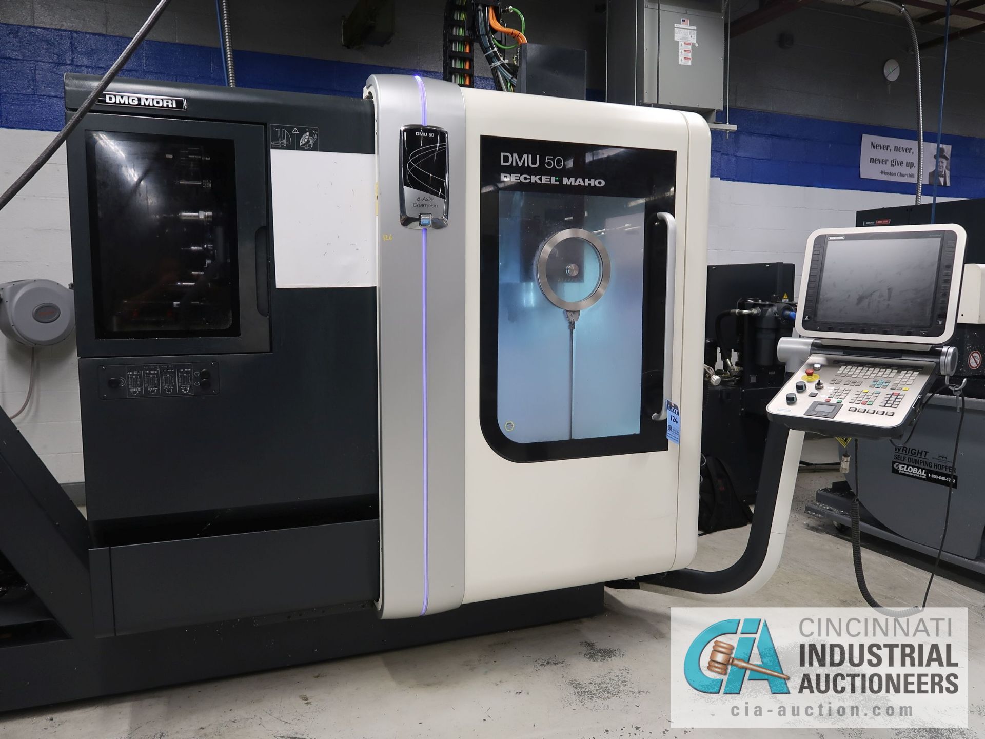 DMG MORI MODEL DMU 50 FIVE-AXIS CNC VERTICAL MACHINING CENTER; S/N 11415596464, DMG SIEMENS ERGOLINE