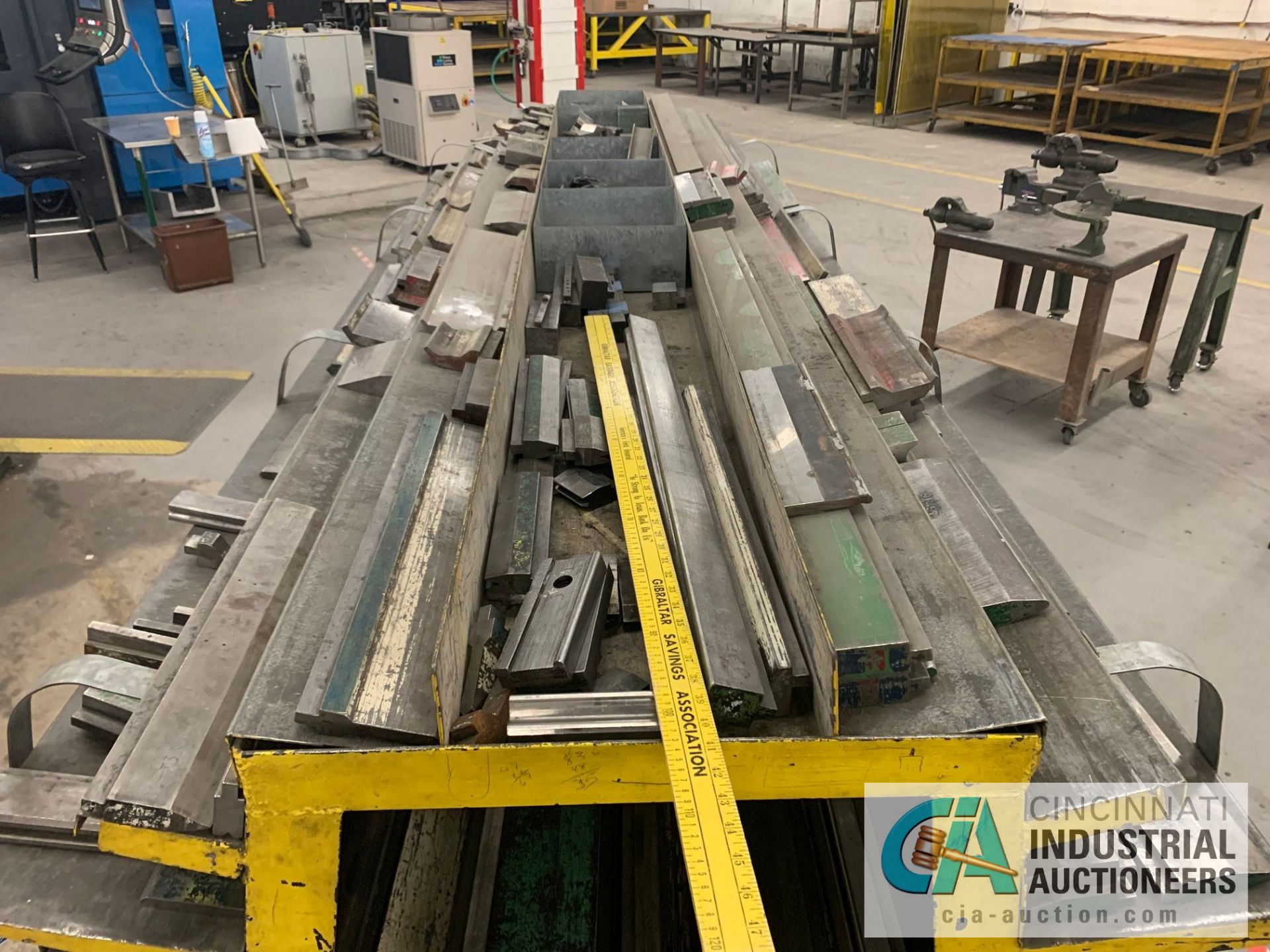 (LOT) LARGE QUANTITY PRESS BRAKE DIES ON A-FRAME RACK, APPROX. (8) 8' AND OVER, APPROX. (20) 4'-6' - Image 13 of 17