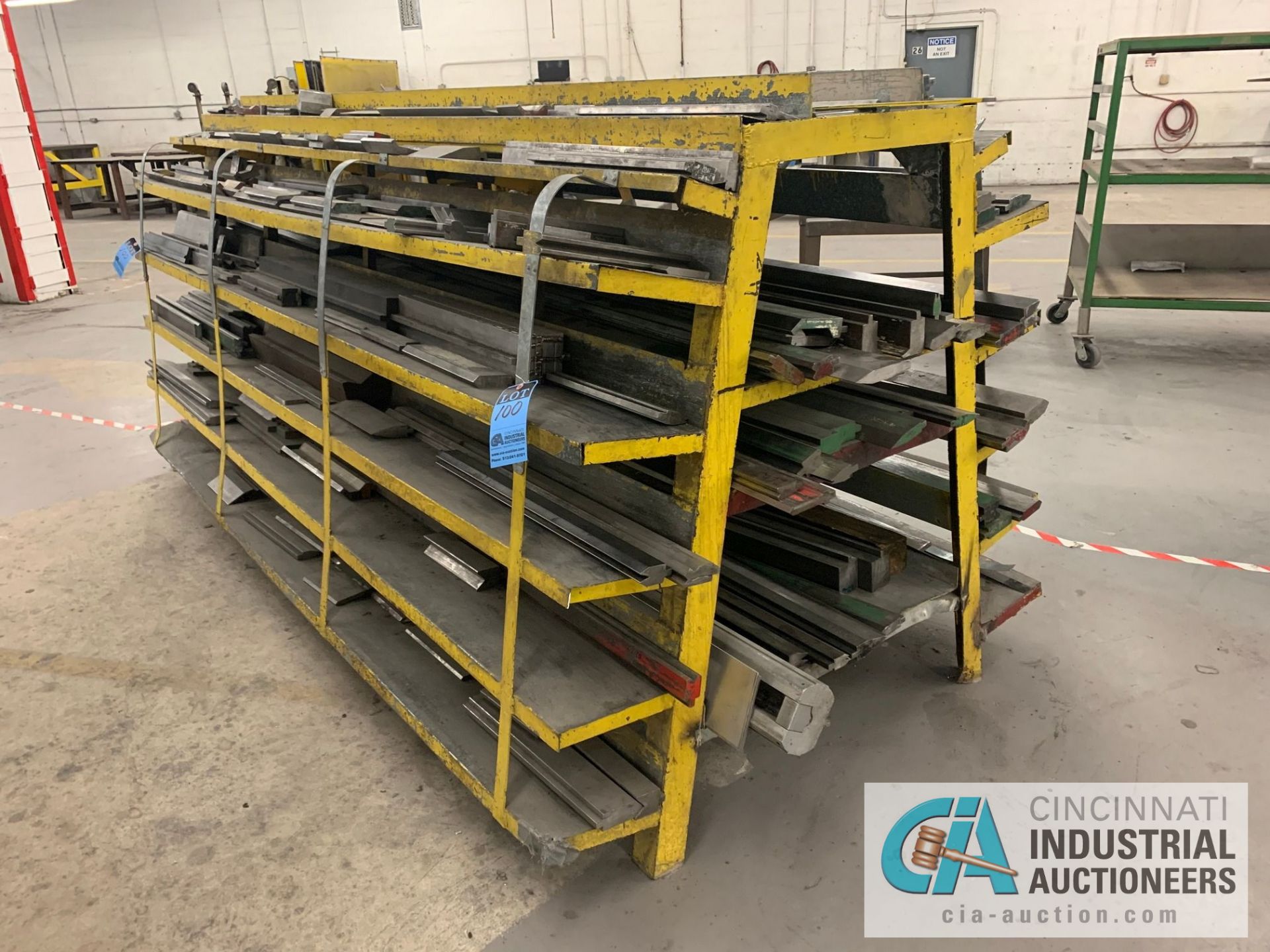 (LOT) LARGE QUANTITY PRESS BRAKE DIES ON A-FRAME RACK, APPROX. (8) 8' AND OVER, APPROX. (20) 4'-6'