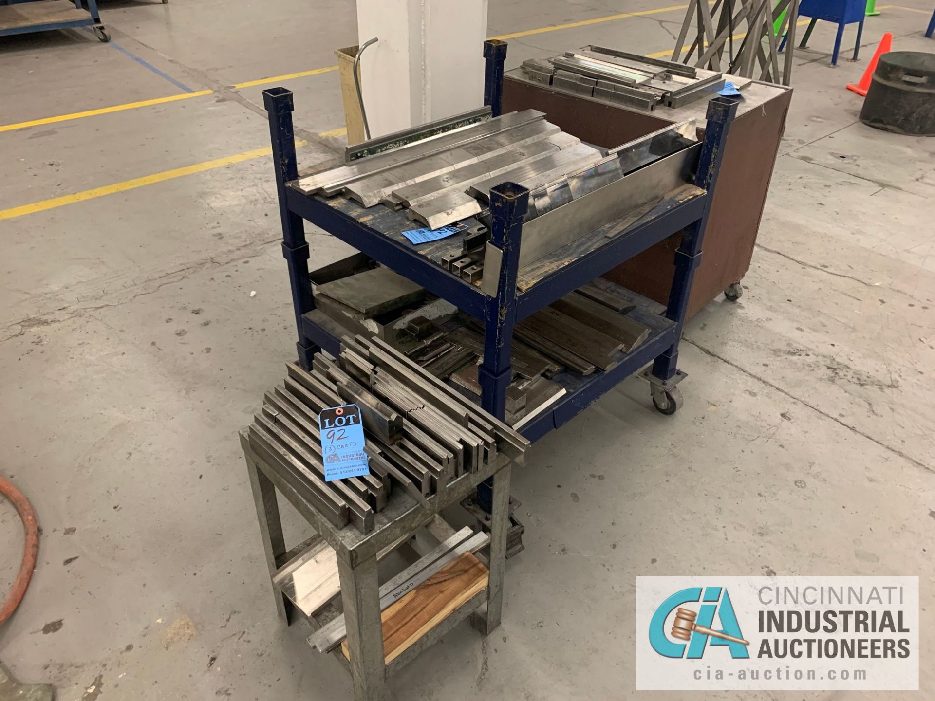 (LOT) PRESS BRAKE DIES ON (3) CARTS / RACKS