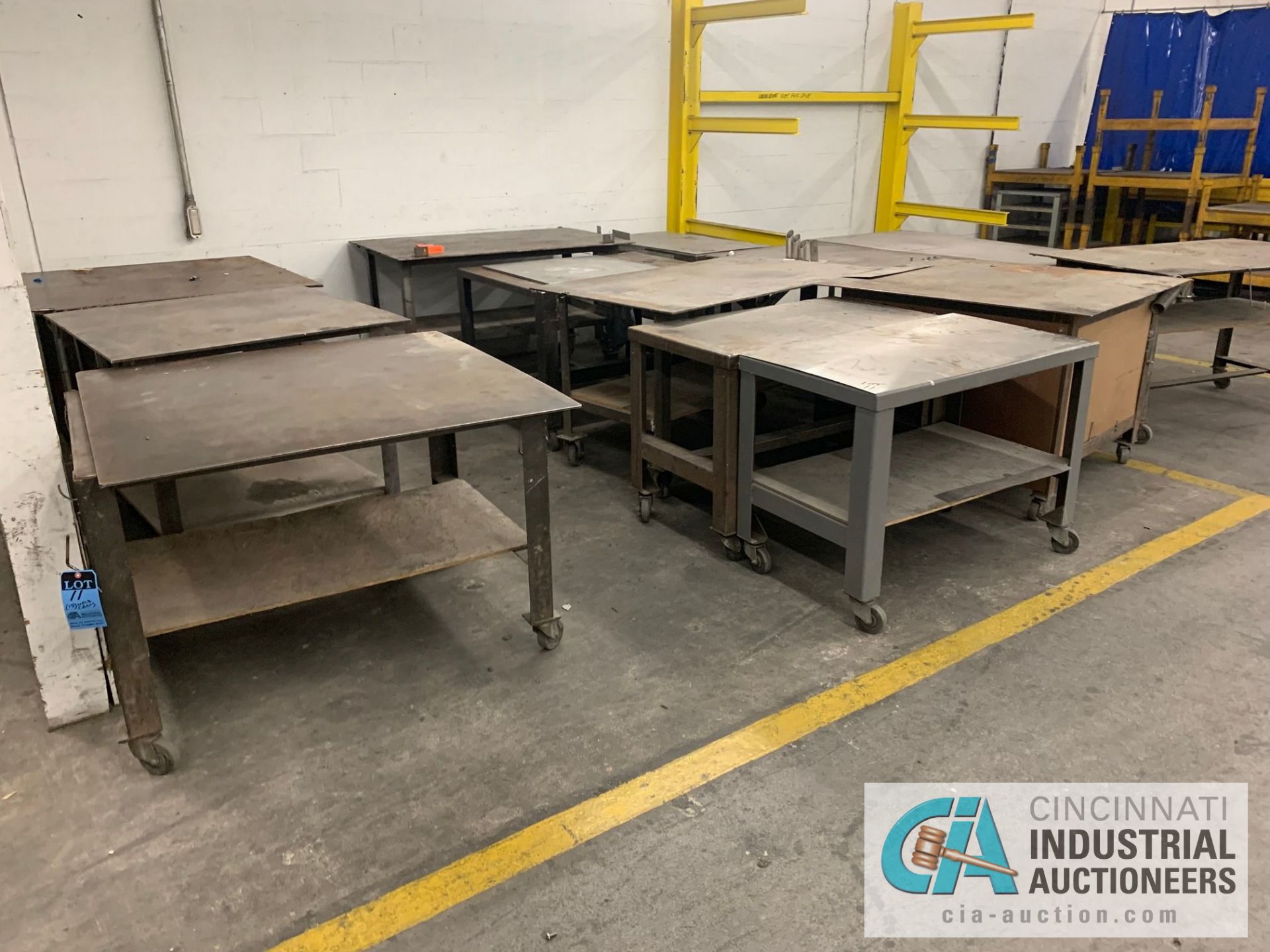 VARIOUS HEAVY DUTY CARTS, SOME SET-UP TO BE HEAVY WELD TABLES