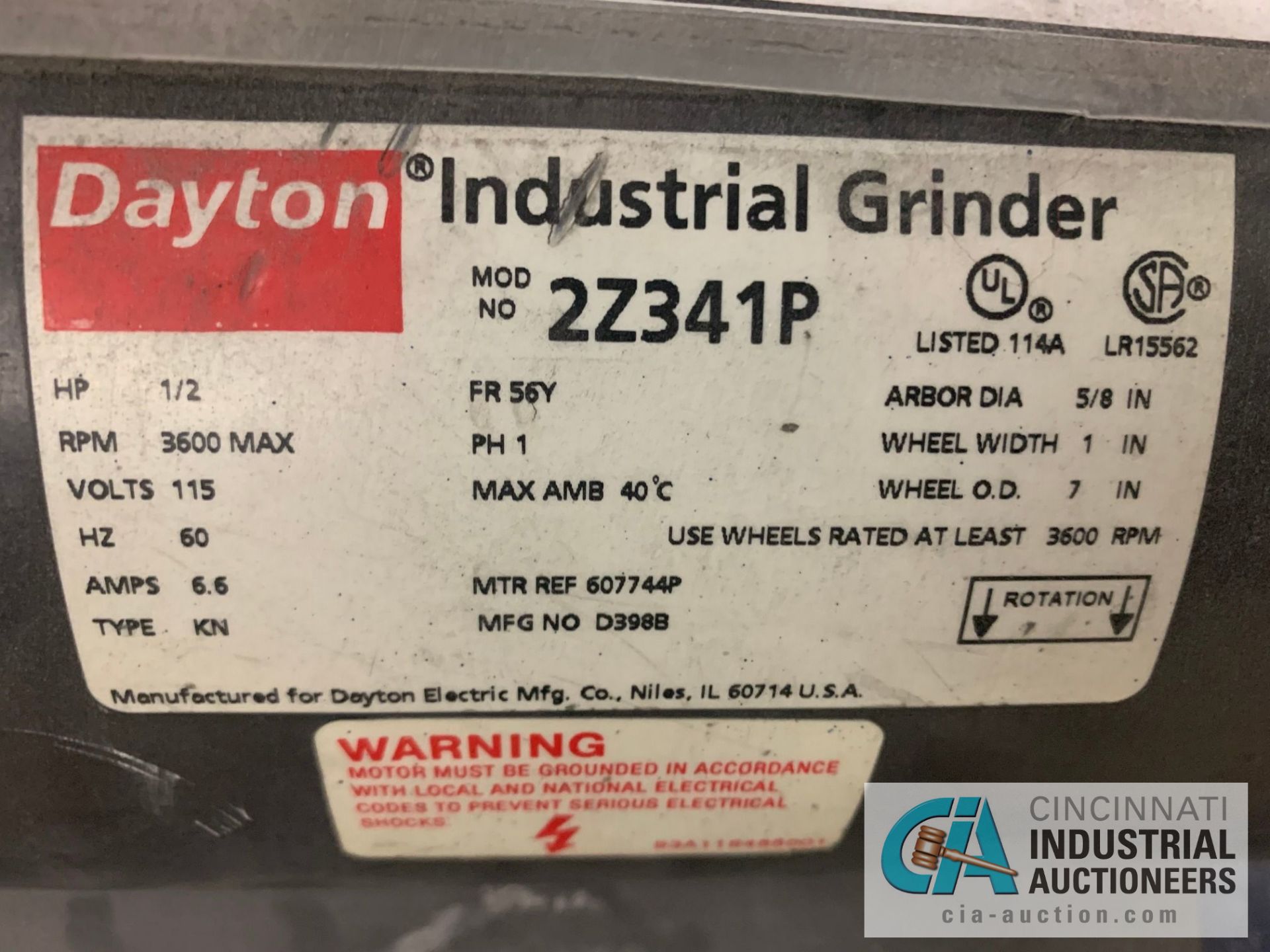 1/2 HP DAYTON DE GRINDER - Image 3 of 4