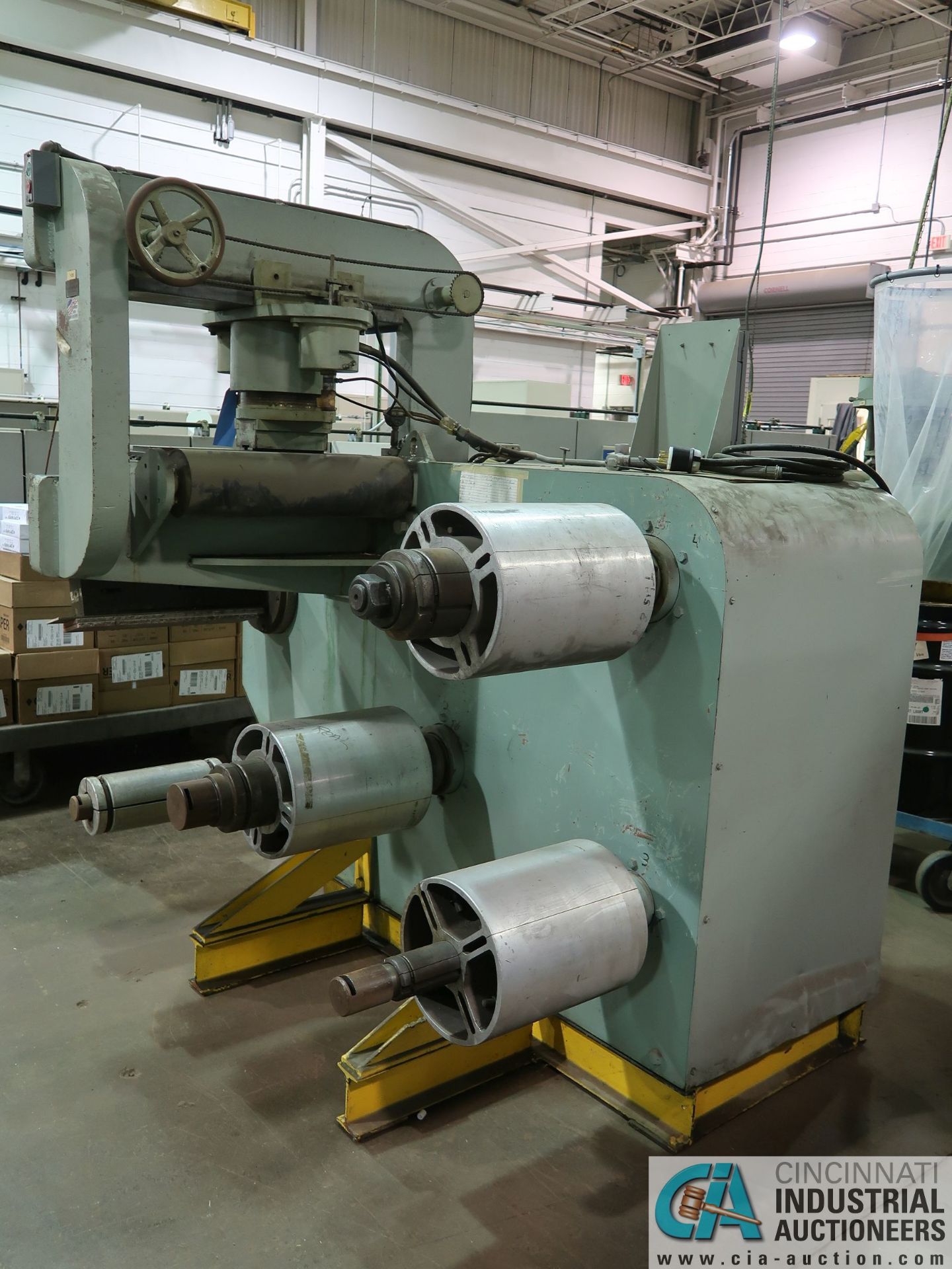 MICRO-TOOL MODEL T-236 FOIL ASSEMBLY WINDING MACHINE, (3) 14" WIDE PAY-OFF MANDRELS, 14" PAPER - Image 3 of 7