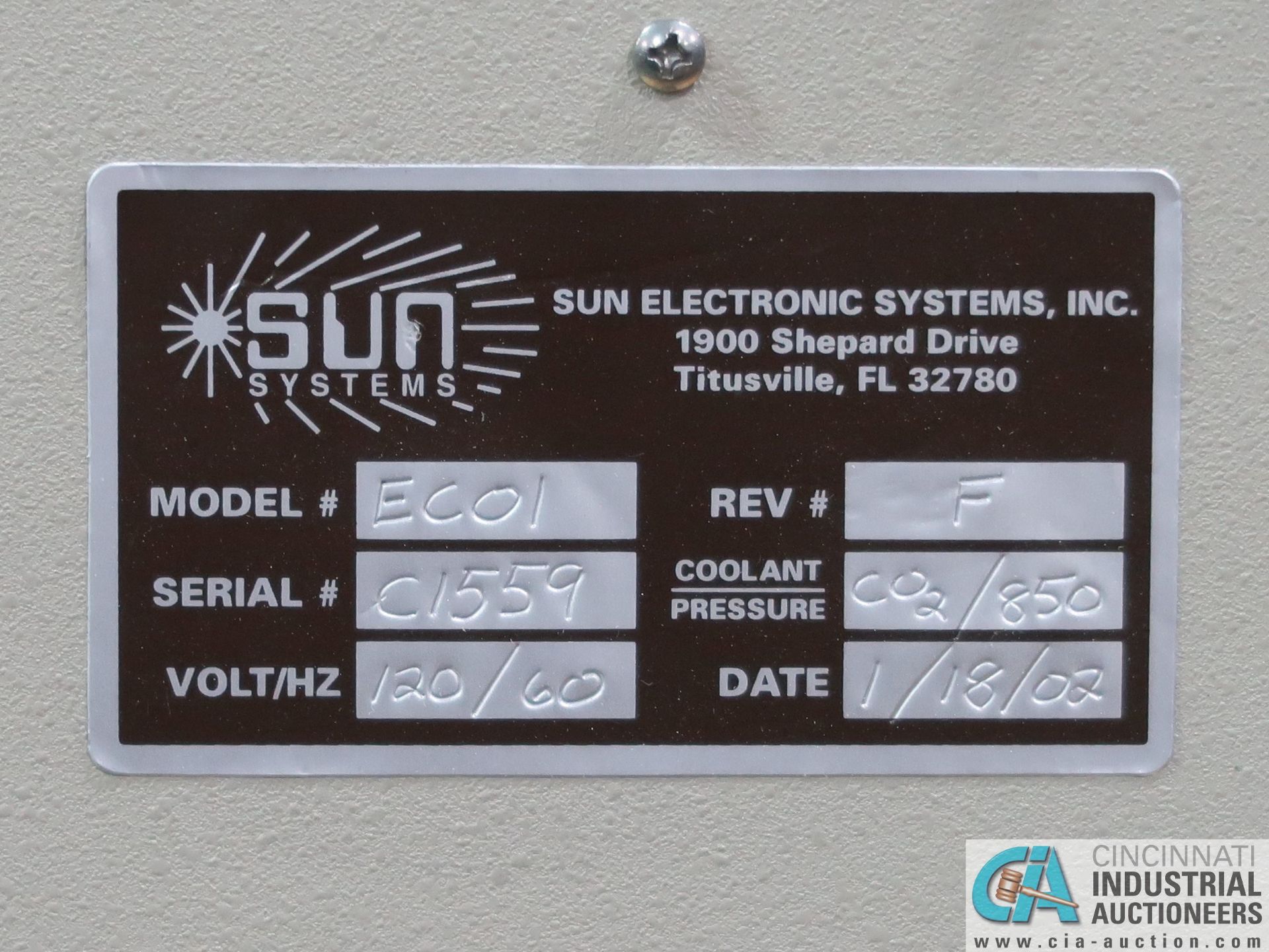 SUN ELECTRIC MODEL ECO1 TEST CHAMBER; S/N C1559, CHAMBER DIMENSIONS: 12" LR X 11" FB X 11" HIGH, - Image 5 of 5