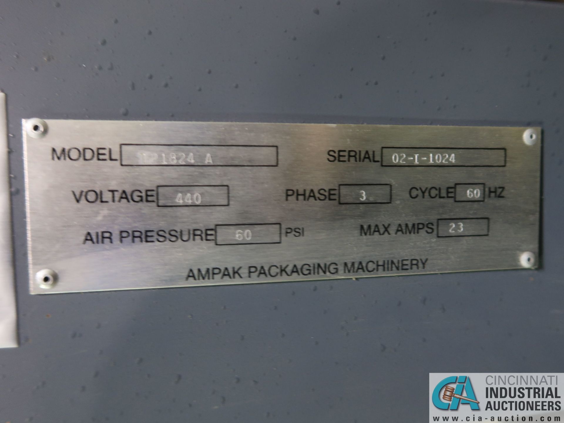 AMPAK MODEL TP1824A HEAT SEAL PACKING MACHINE; S/N 02-1024, 18" X 24" PLATEN - Image 5 of 5