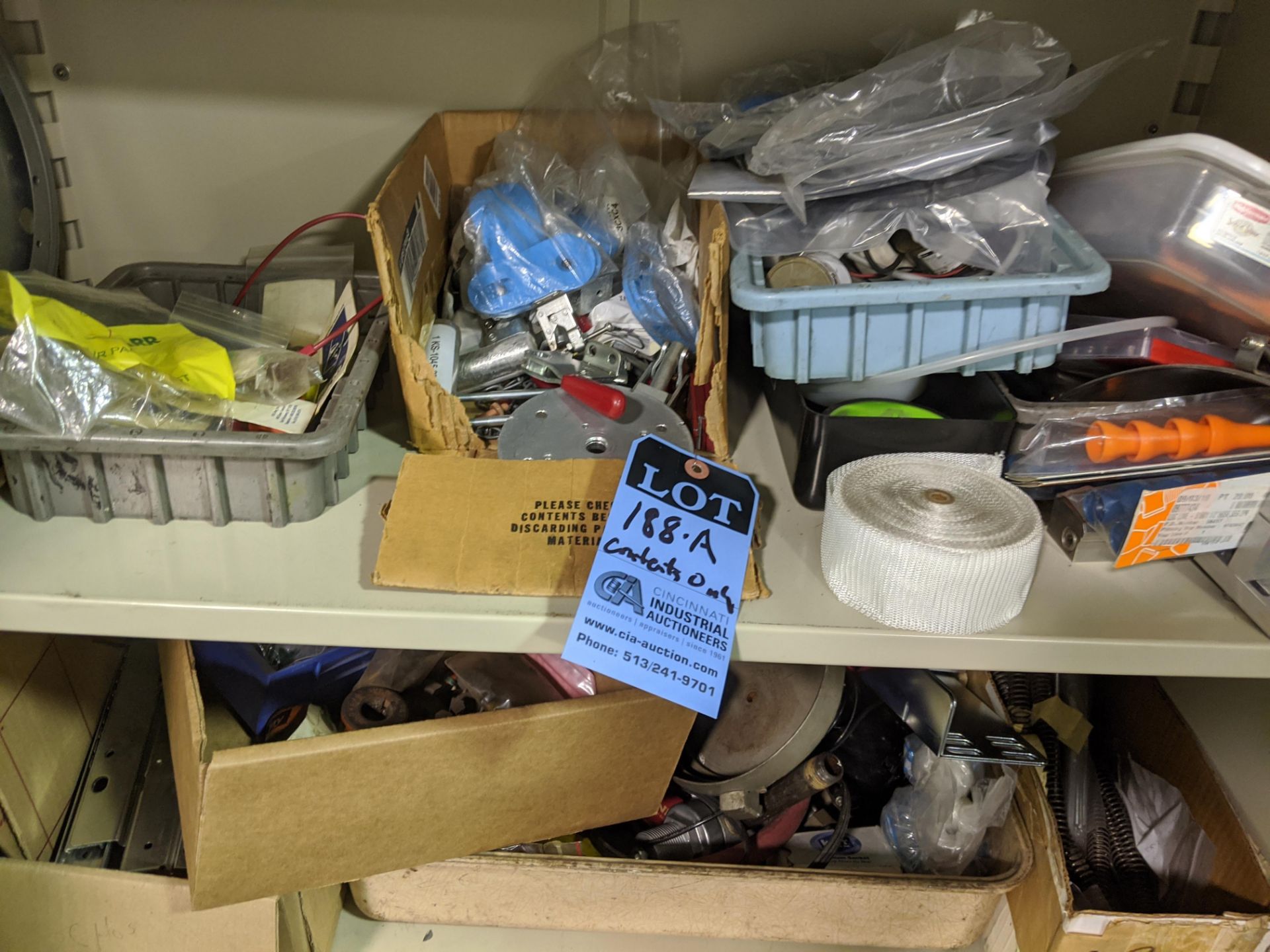 Contents of Cabinet, miscellaneous parts and supplies. * NO CABINET