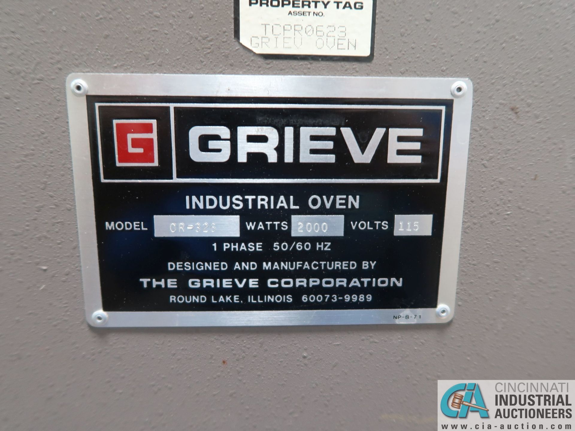 GRIEVE MODEL CR-326 ELECTRIC BENCH TYPE LAB OVEN, 450 DEGREE MAX. TEMP, CHAMBER DIMENSIONS: 28" LR X - Image 4 of 4