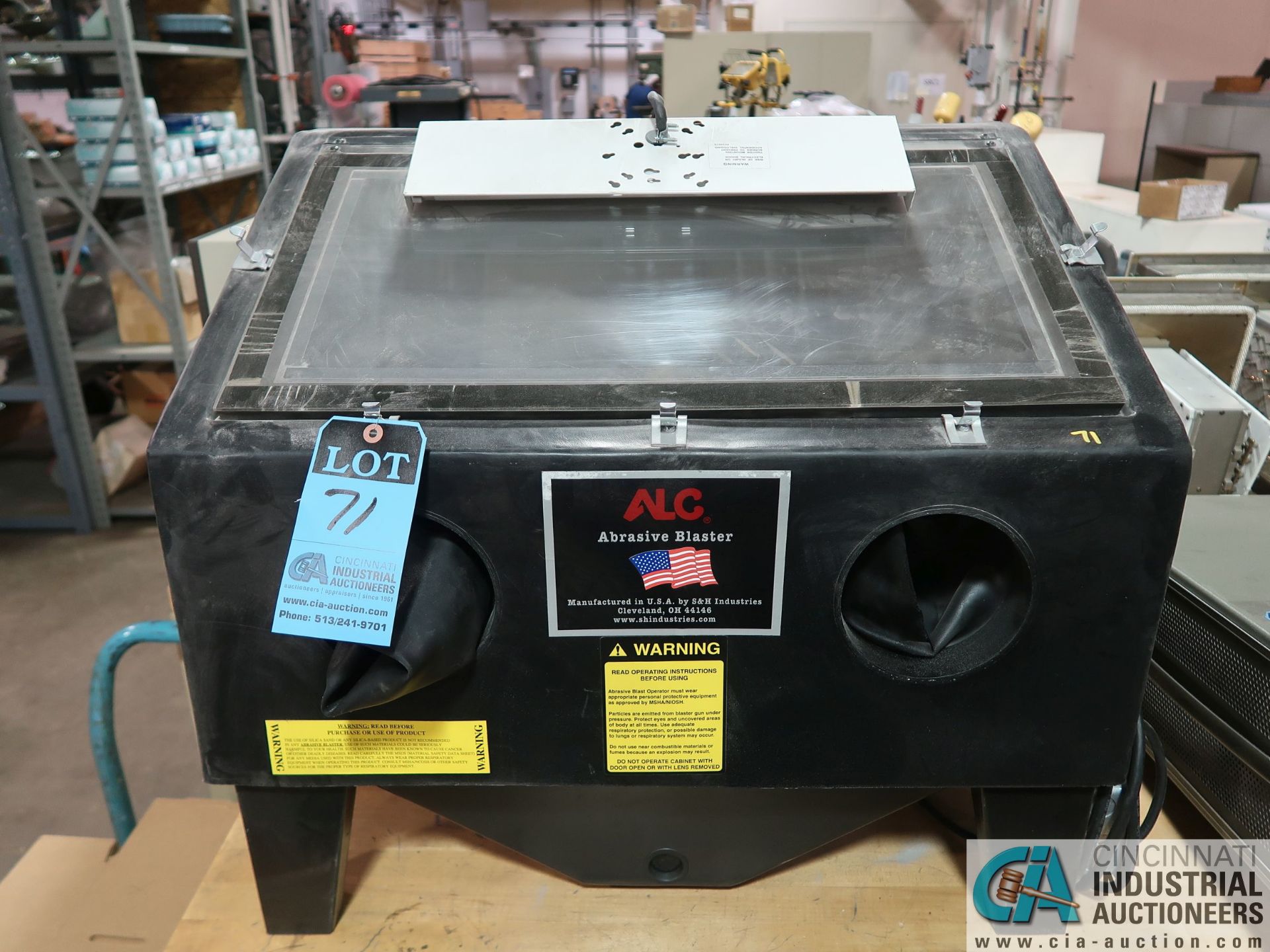 S&H INDUSTRIES 30" WIDE BENCH TYPE ABRASIVE BLAST CABINET