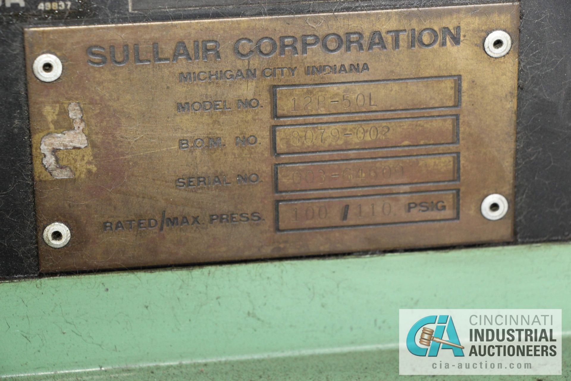 50 HP SULLAIR MODEL 12B-50L ROTARY SCREW AIR COMPRESOR - $50.00 Rigging Fee Due to Onsite Rigger - - Image 2 of 3