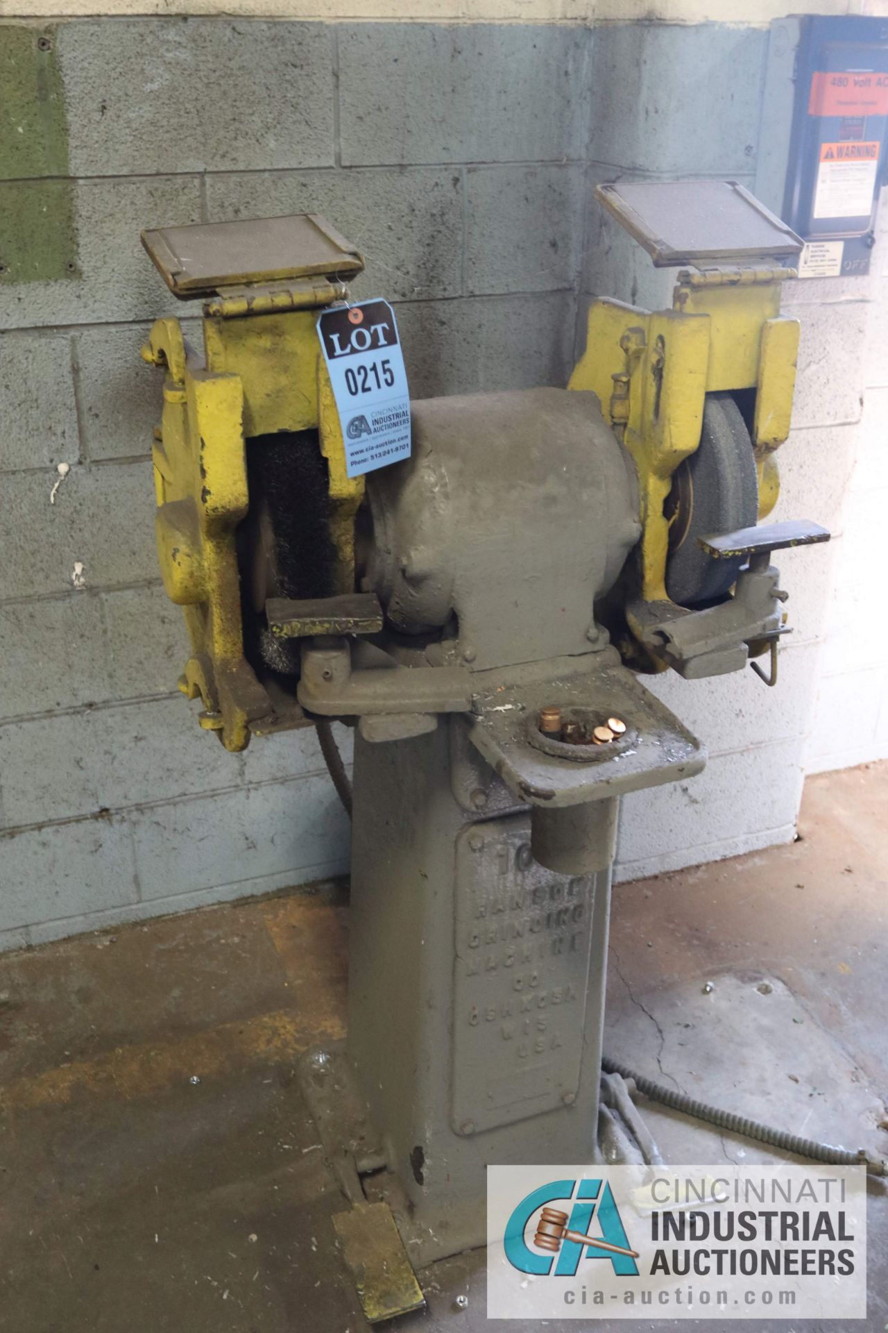 RONSOE MODEL 109 DOUBLE END PEDESTAL GRINDER - $20.00 Rigging Fee Due to Onsite Rigger - Located