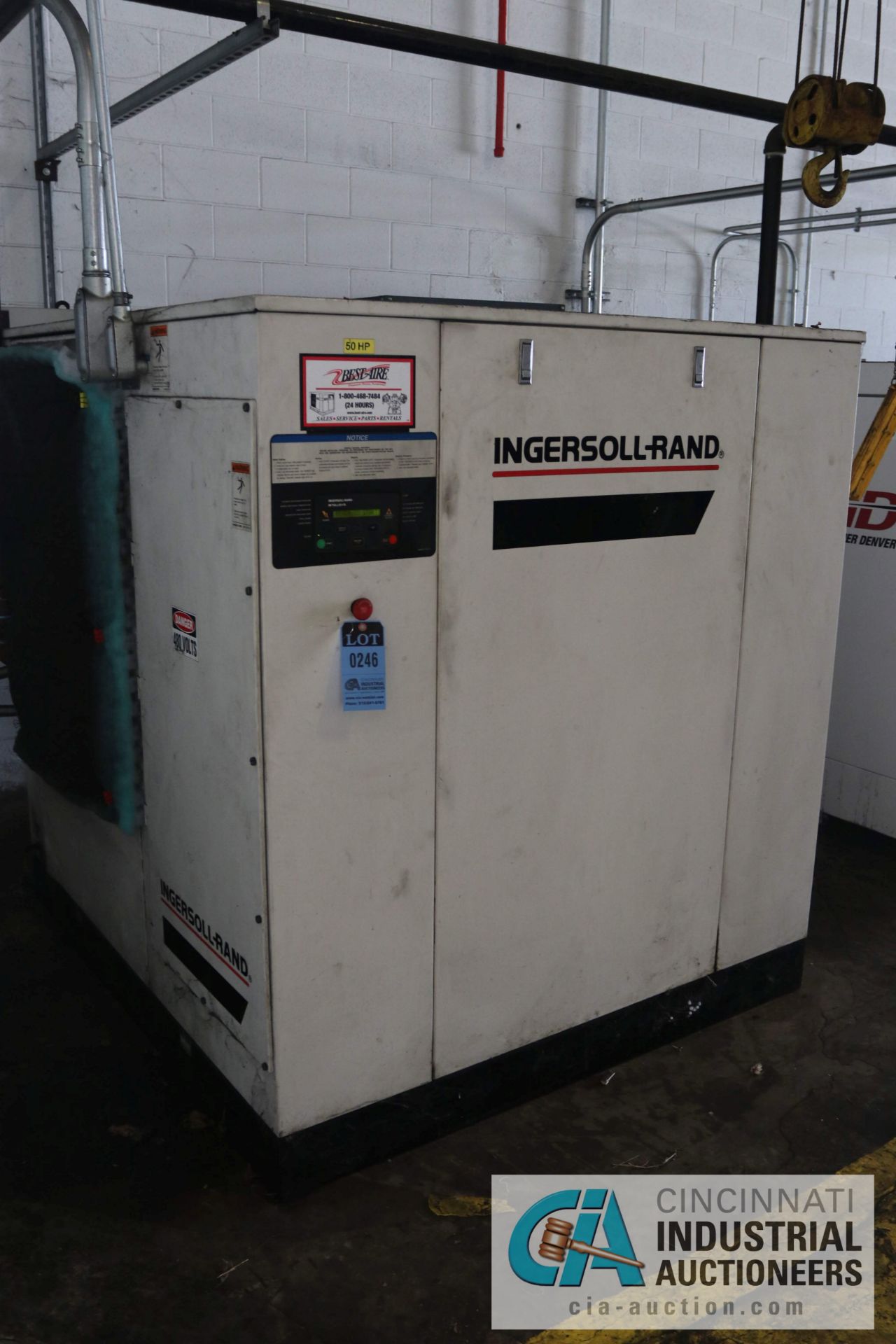 50 HP INGERSOLL RAND MODEL SSR-EP50 ROTARY SCREW AIR COMPRESSOR; 125 PSIG, 59,473 HOURS - $200.00