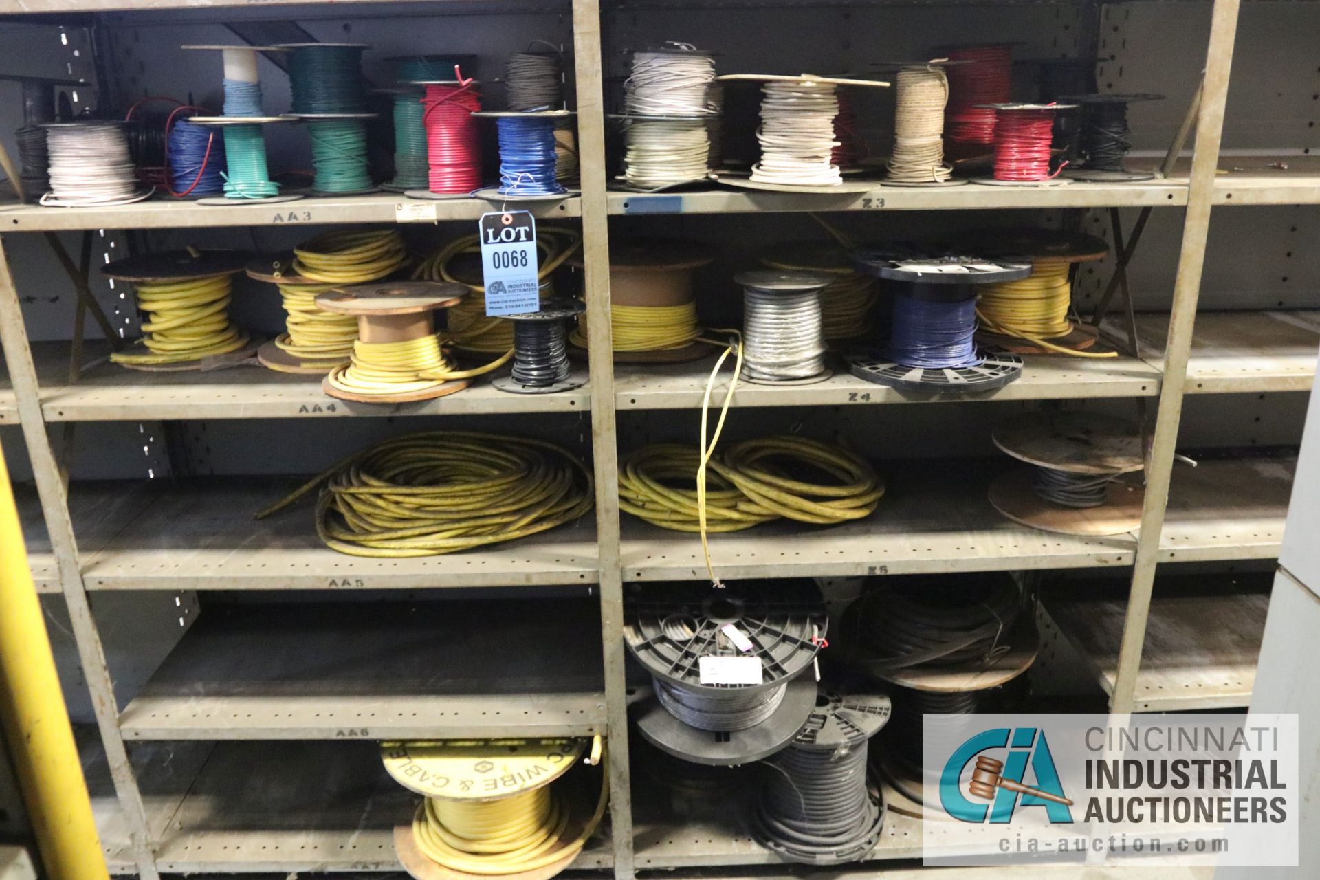 (LOT) ELECTRICAL WIRE (11-SHELVES W/ SPOOLS) - $25.00 Rigging Fee Due to Onsite Rigger - Located