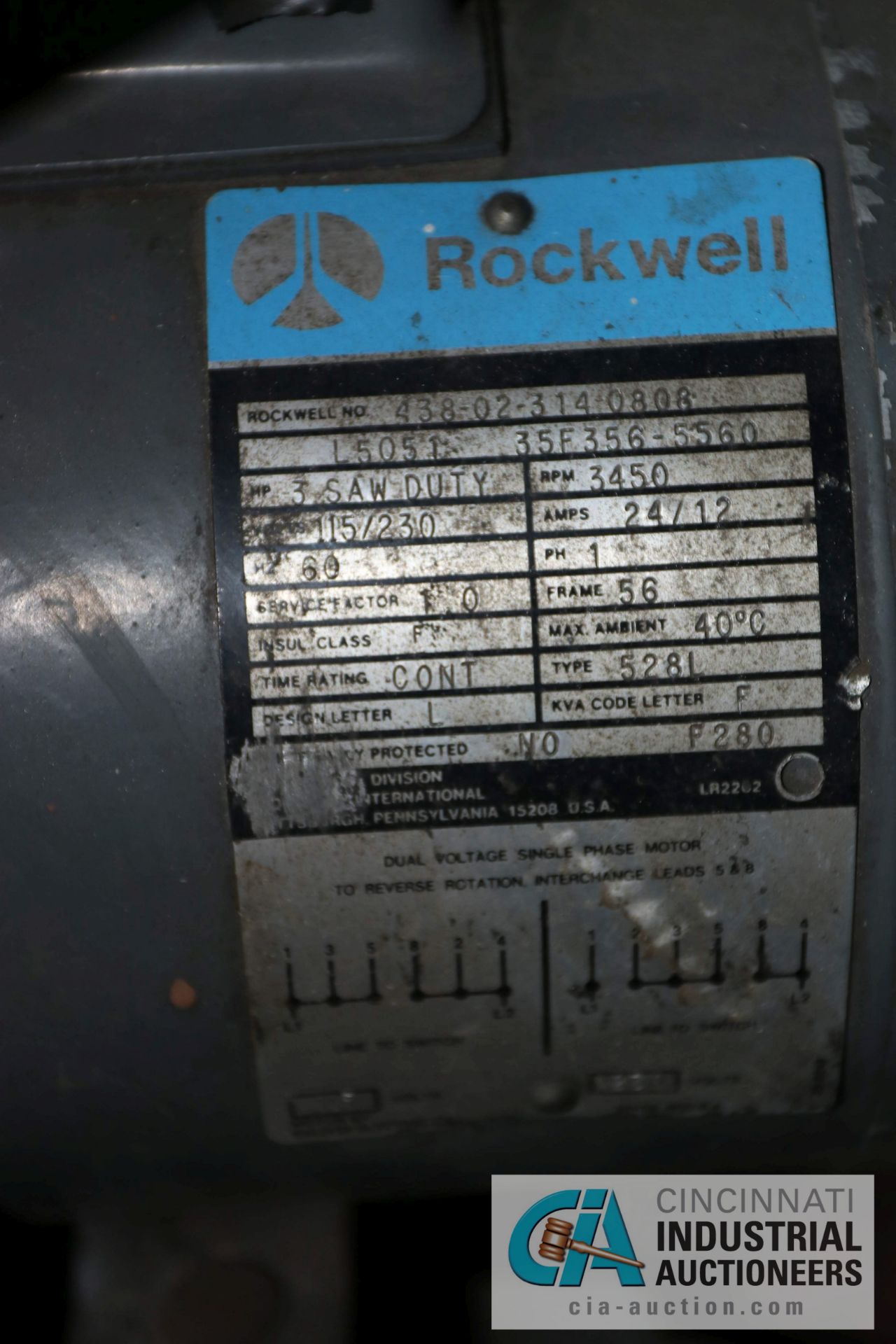 3 HP ROCKWELL MODEL 8 ABRASIVE CUTOFF SAW; S/N 438-02-3140808, SINGLE PHASE - Located in Holland, - Image 5 of 5