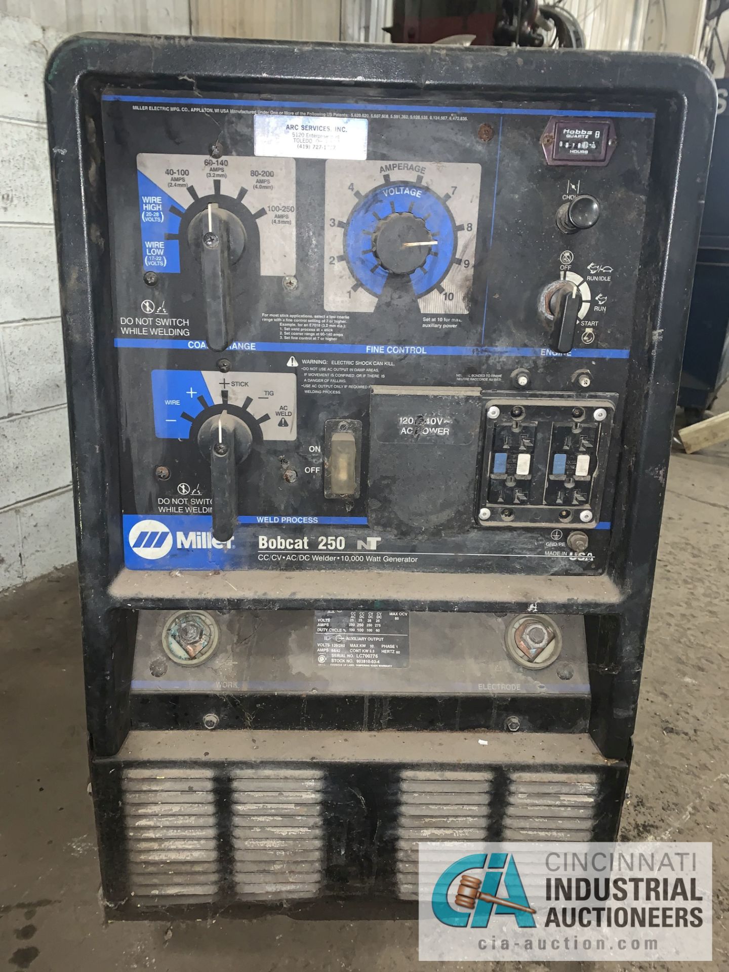 250 AMP MILLER BOBCAT MODEL 250NT 20-HP GENERATOR WELDER - $20.00 Rigging Fee Due to Onsite Rigger - - Image 2 of 3