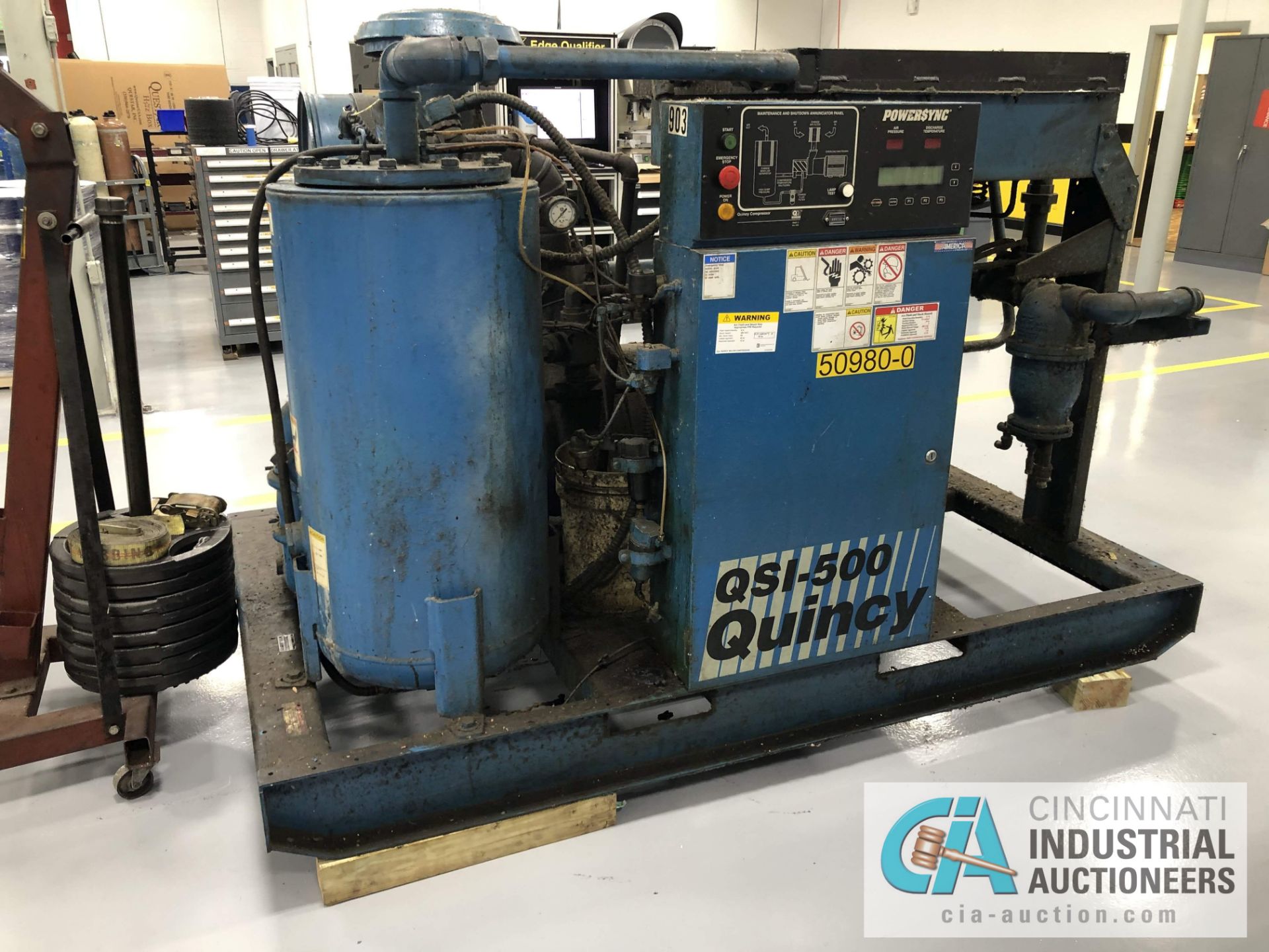100 HP QUINCY MODEL QSI500-ANA31ED ROTARY SCREW AIR COMPRESSOR - $50.00 Rigging Fee Due to Onsite
