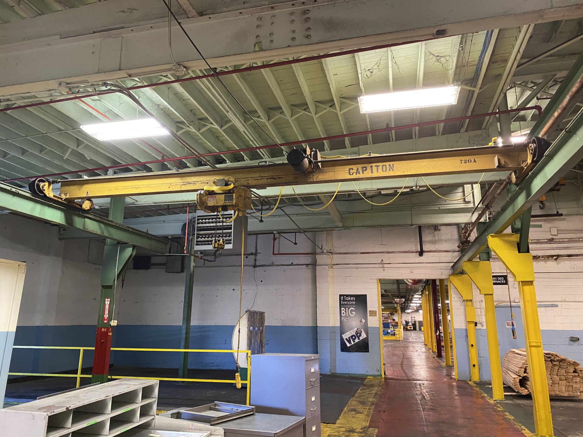 1 TON X 20’ TOP RUNNING CRANE WITH R&M HOIST, POWER BRIDGE & HOIST