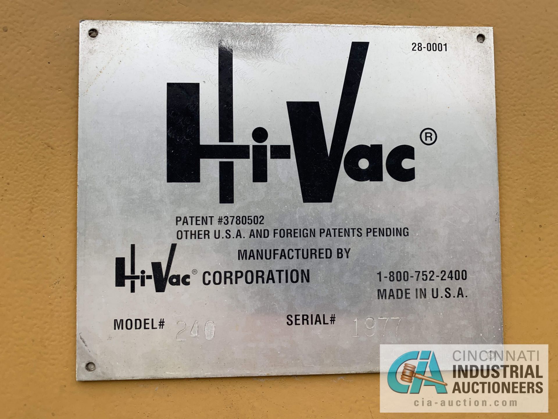 40 HP HI-VAC MODEL HV-240 INDUSTRIAL VACUUM SYSTEM (NEW 1995) - $100.00 Rigging Fee Due to Onsite - Image 3 of 5