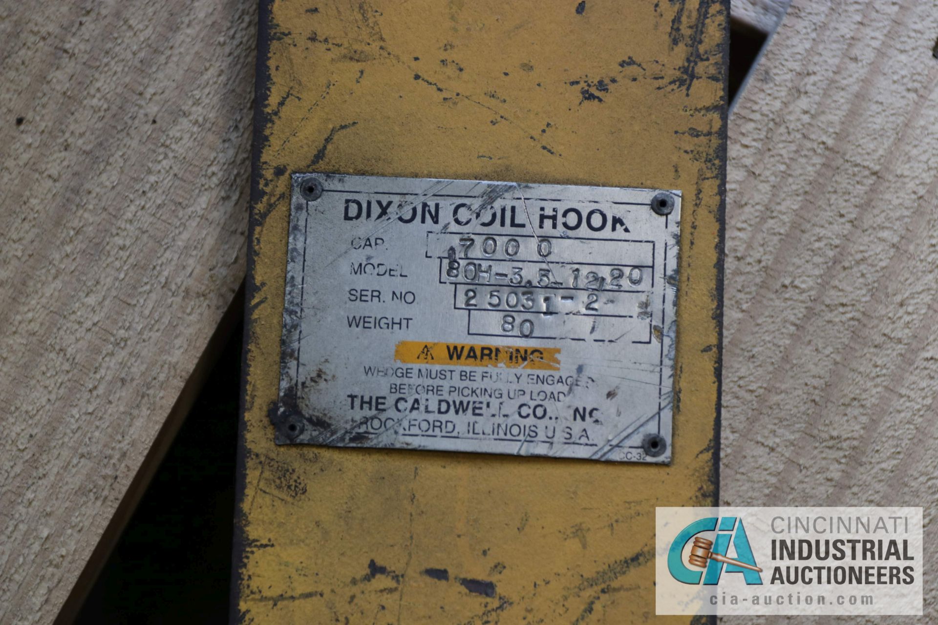 7,000 LB. DIXON COIL LIFT C HOOK; 14" PICK TONGUE, 24" HEIGHT INSIDE C - $20.00 Rigging Fee Due to - Image 2 of 2