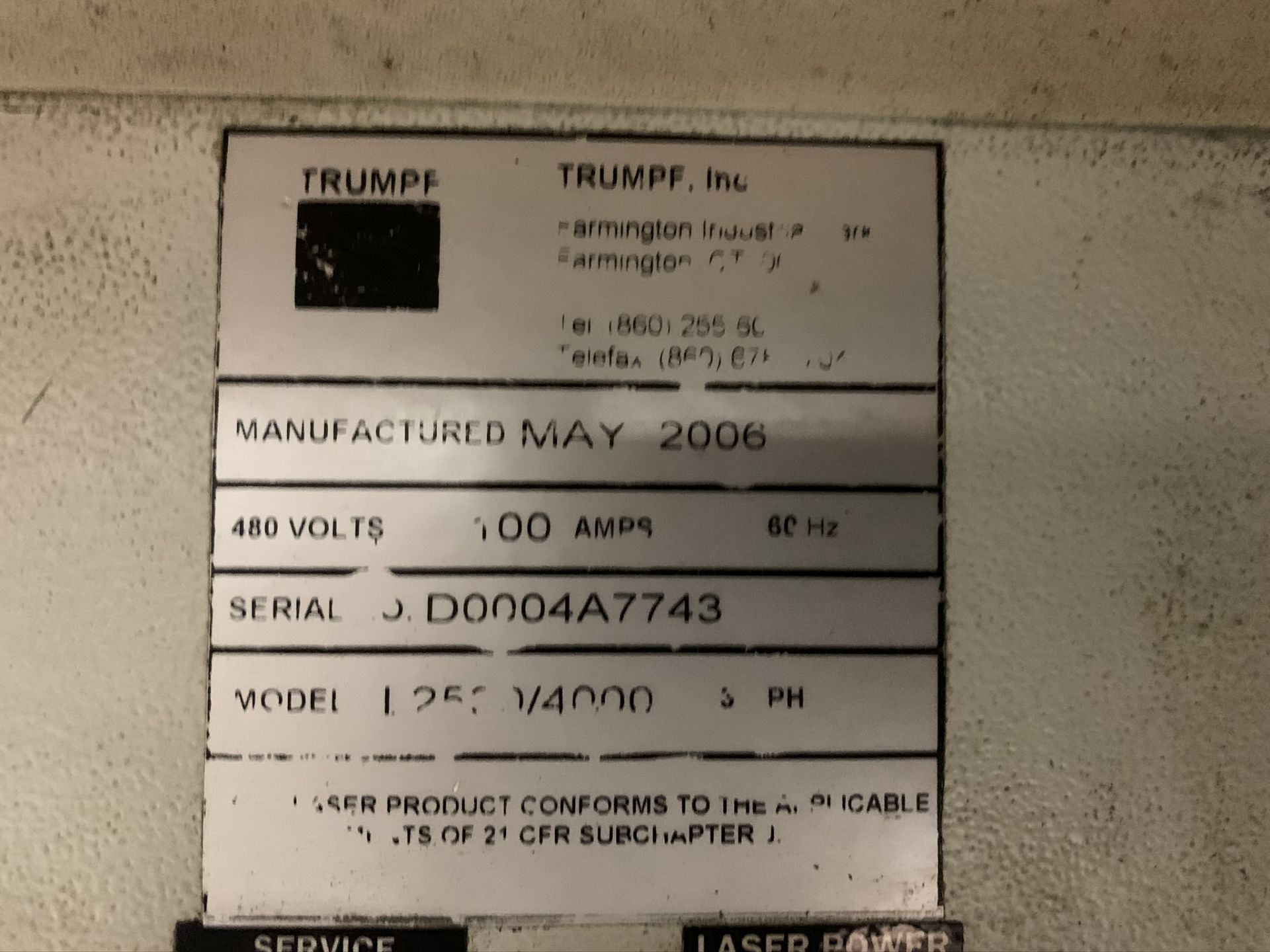 4,000 WATT TRUMPF TRUMATIC L2530 PLUS CNC C02 LASER CUTTING MACHINE; S/N D0004A7743 (2006), 4,000 - Image 17 of 18