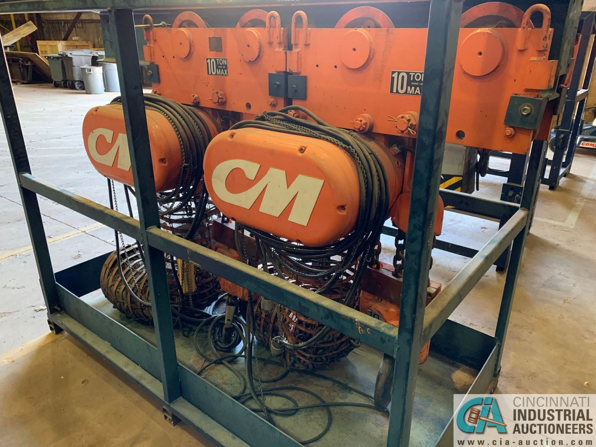 10 TON CM POWERSTAR MODEL 7201 ELECTRIC CHAIN HOISTS W/ POWER TROLLIES & RACK - Image 5 of 8