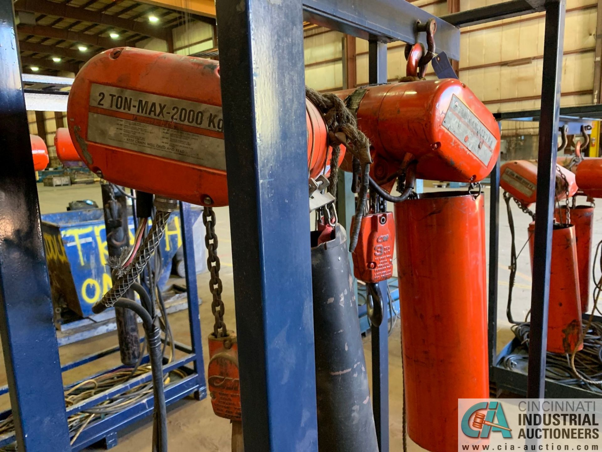 CM LODESTAR ELECTRIC CHAIN HOISTS; (1) 3 TON MODEL RRT2 & (1) 2 TON MODEL R - Image 4 of 8