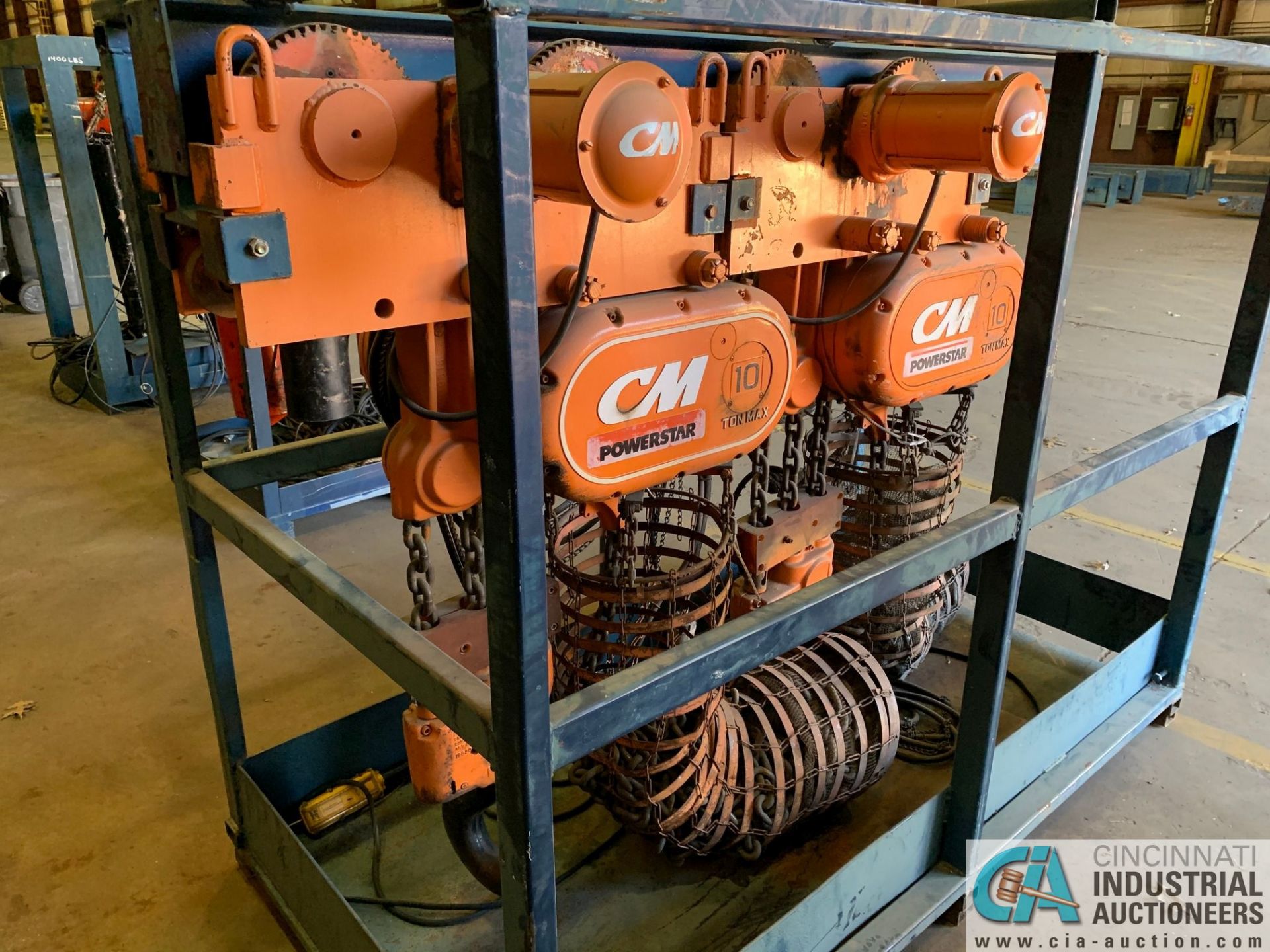 10 TON CM POWERSTAR MODEL 7201 ELECTRIC CHAIN HOISTS W/ POWER TROLLIES & RACK - Image 4 of 8