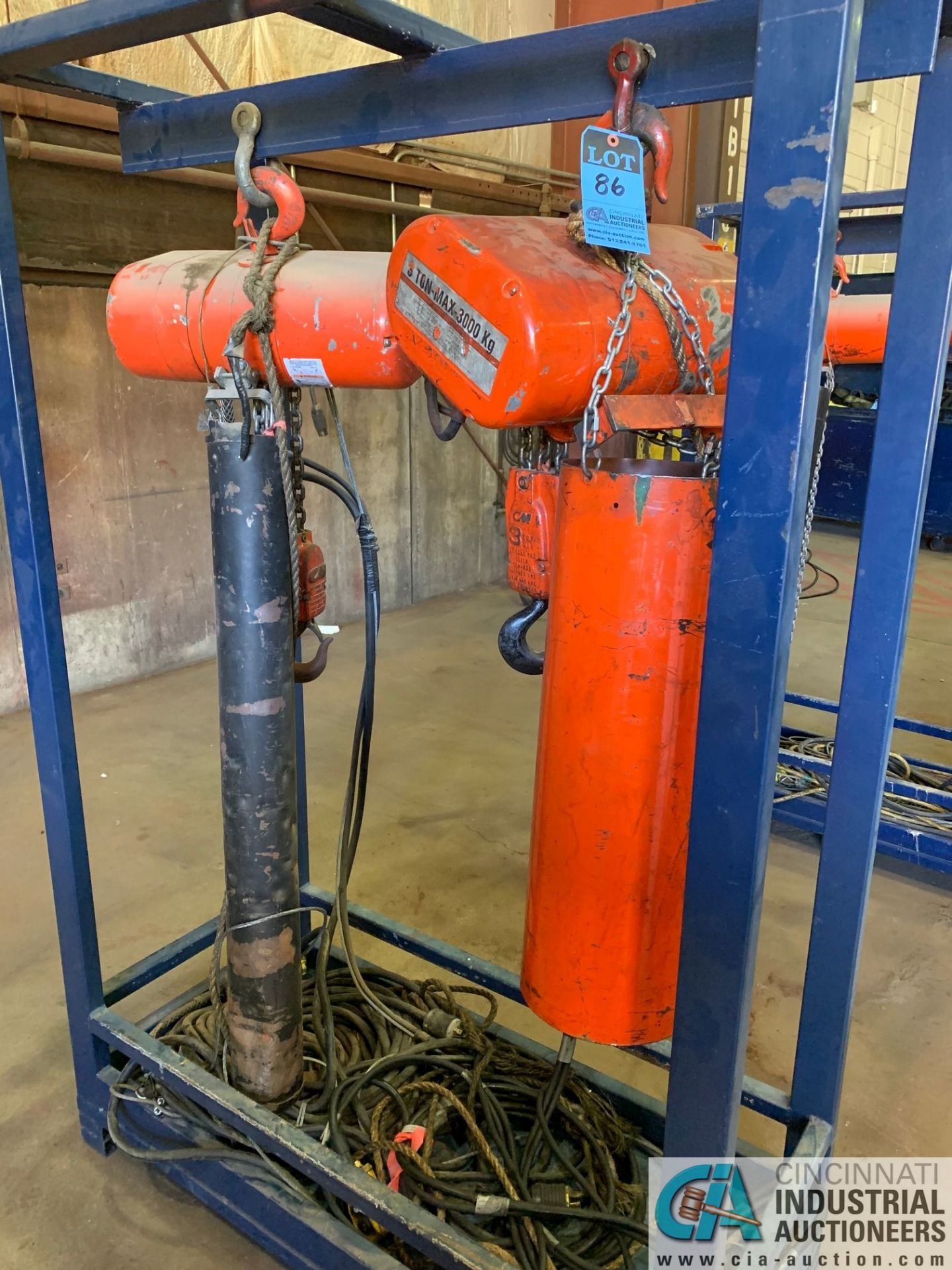 CM LODESTAR ELECTRIC CHAIN HOISTS; (1) 3 TON MODEL RRT2 & (1) 2 TON MODEL R