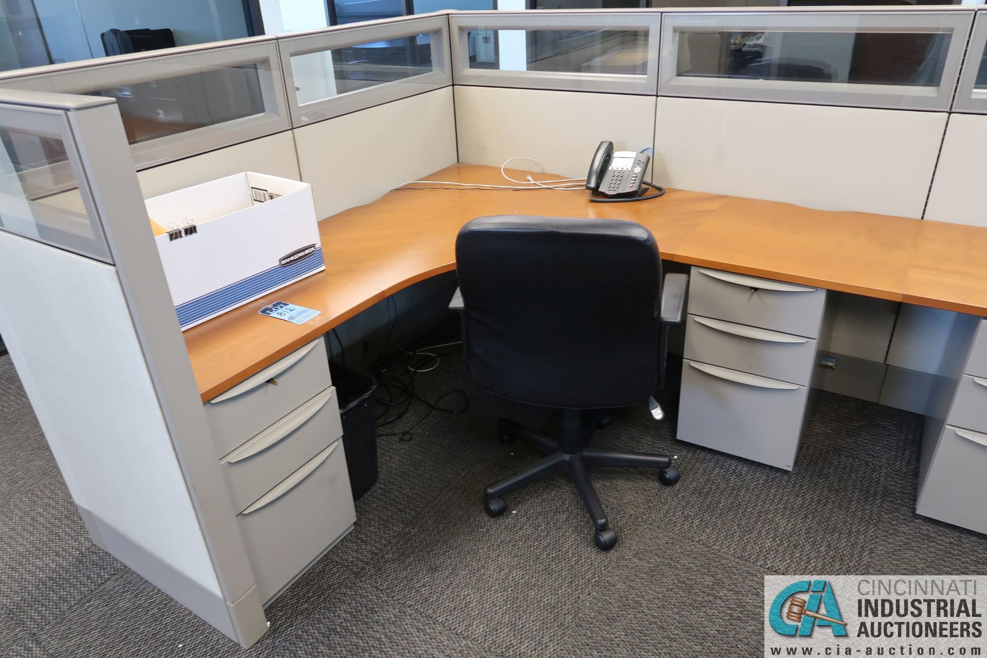 144" X 72" HAWORTH 2-PERSON OFFICE CUBICLE WITH DRAWERS AND (2) CHAIRS - Image 2 of 2
