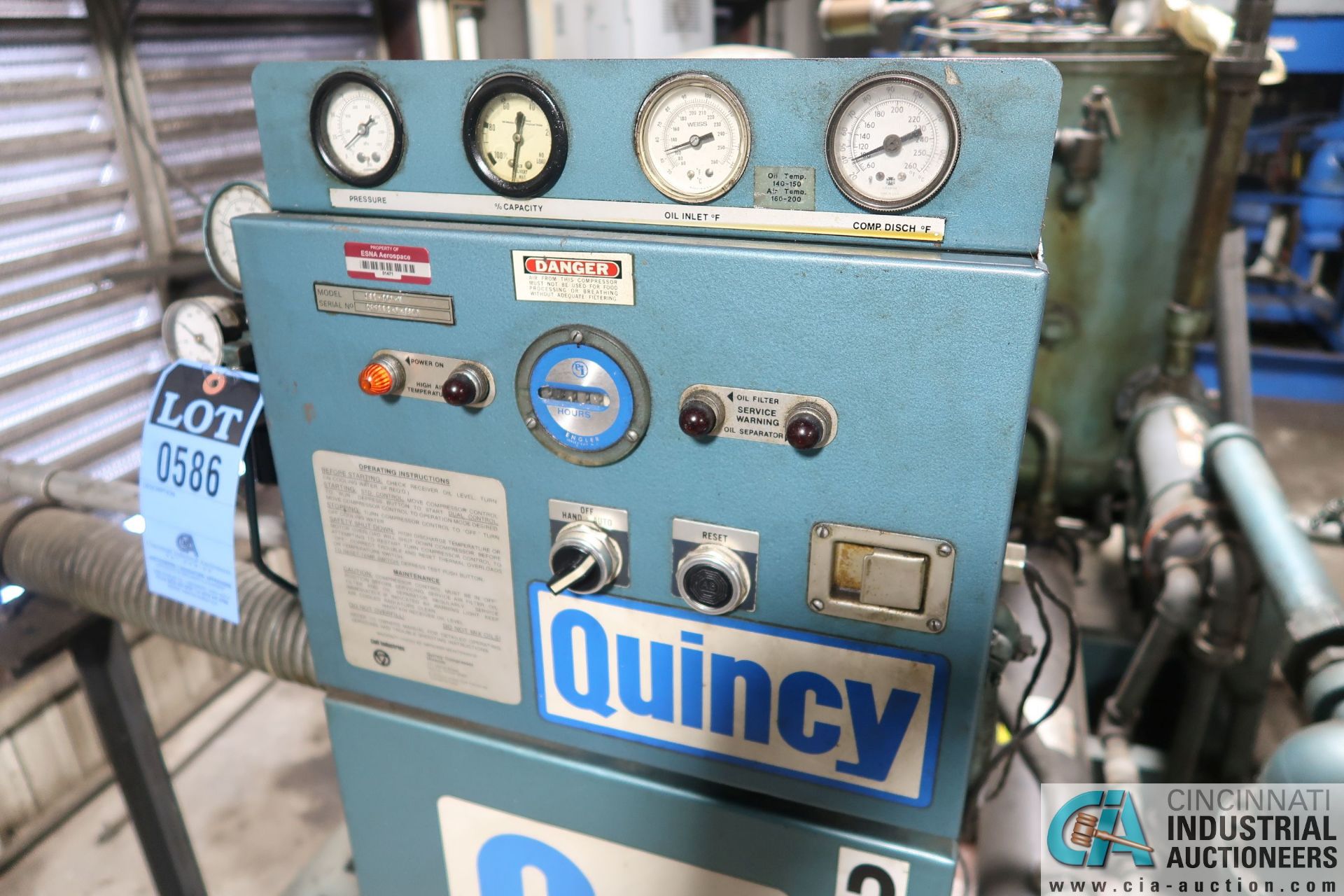 100 HP QUINCY MODEL Q490 AIR COMPRESSOR; S/N 255112-0 - Image 4 of 6