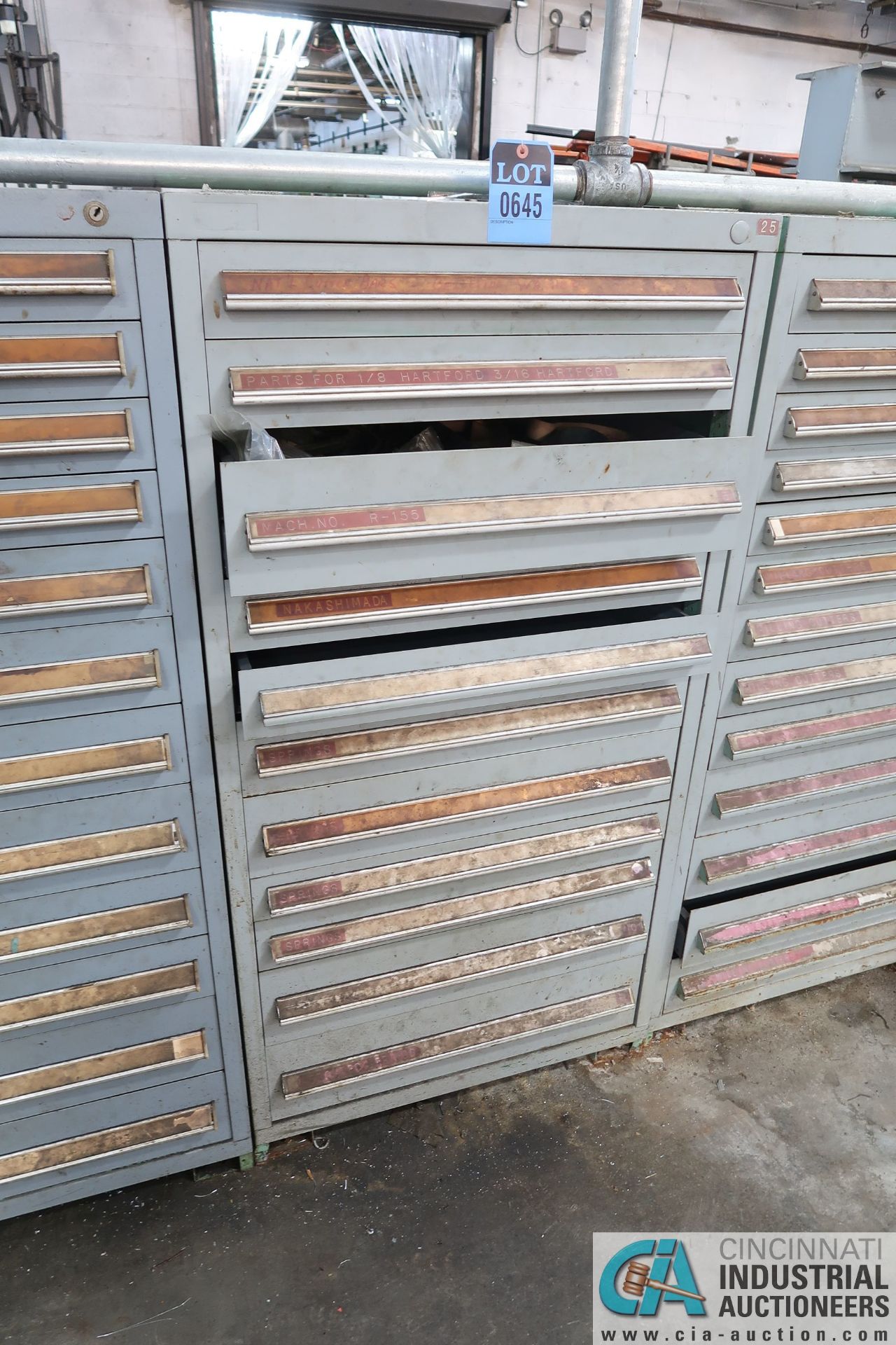 12-DRAWER CABINET WITH HARDWARE AND TOOL ROOM ITEMS